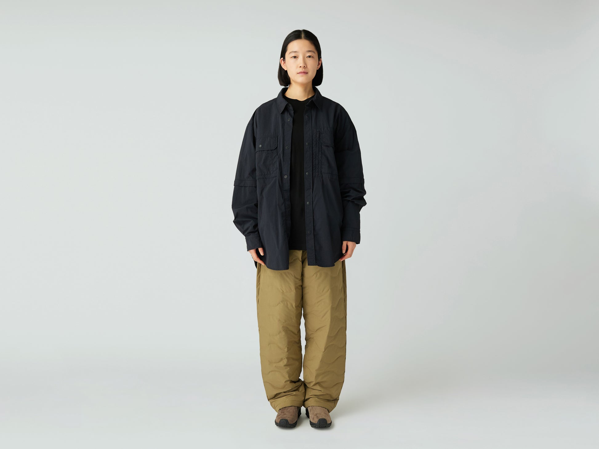 Garment Dyed Convertible Shirt Black