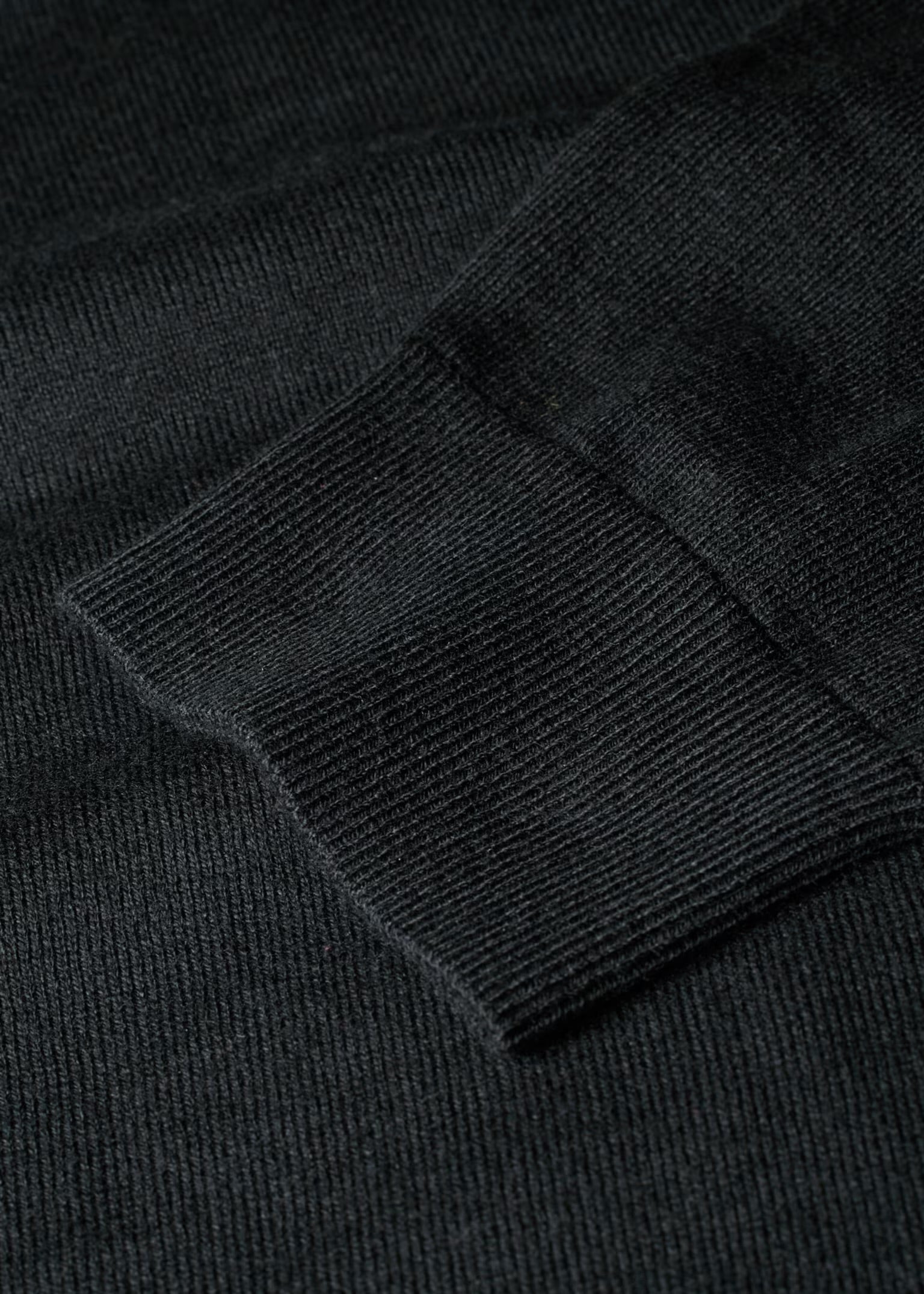 Black Merino Wool 'Sports Stripe' Half Zip