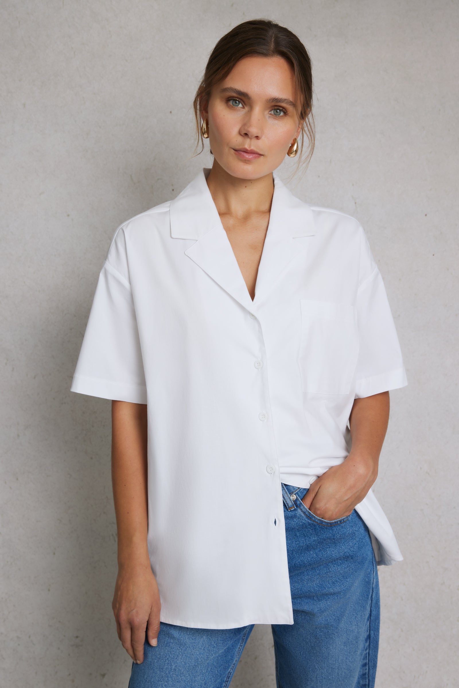 Revere Box Collar Shirt 01 White