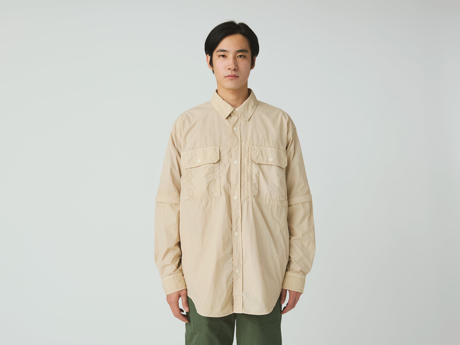 Garment Dyed Convertible Shirt Ivory