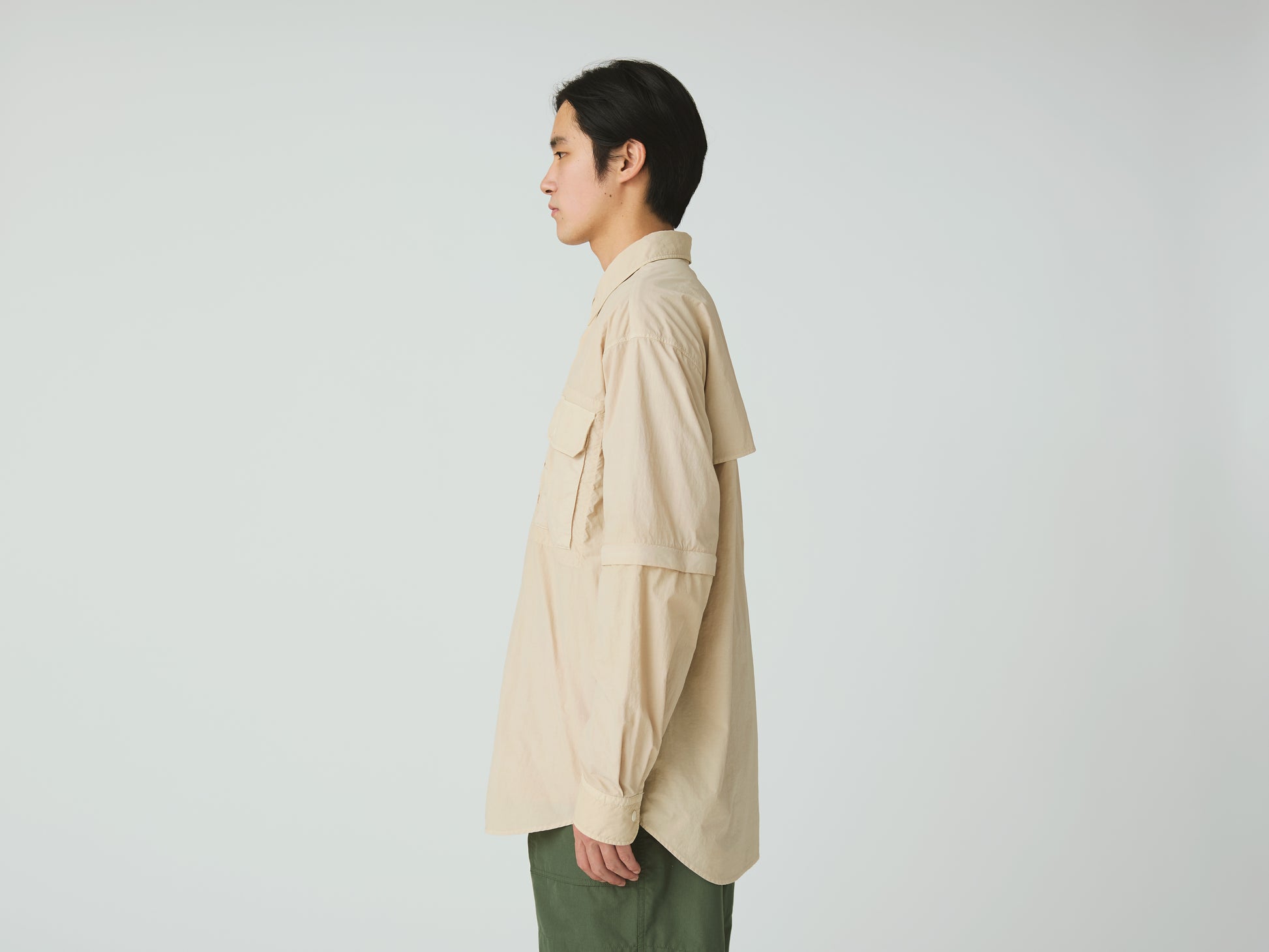 Garment Dyed Convertible Shirt Ivory