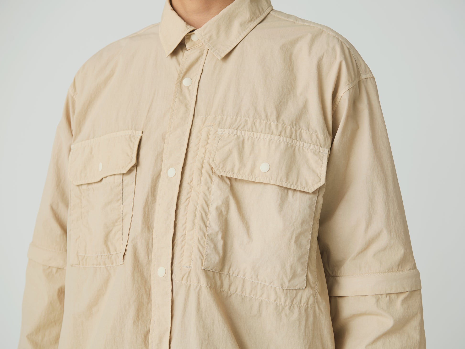 Garment Dyed Convertible Shirt Ivory