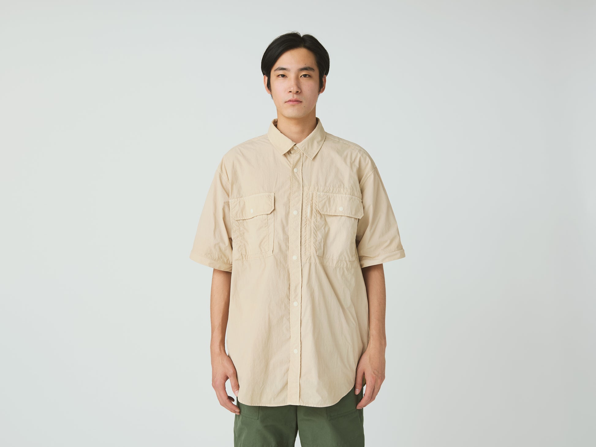 Garment Dyed Convertible Shirt Ivory