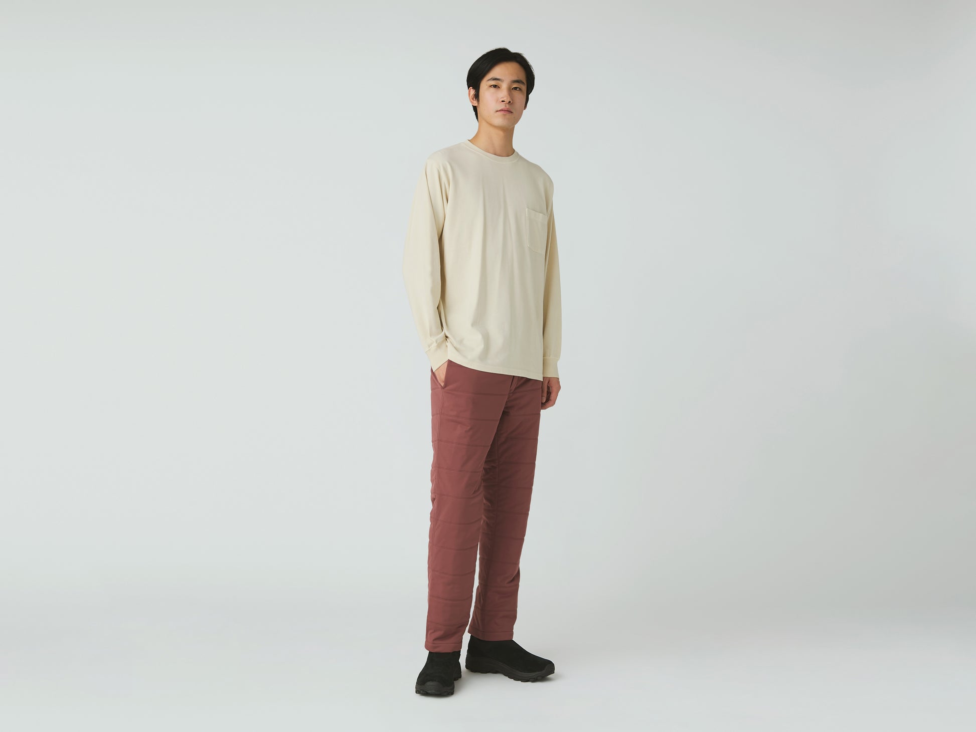 Garment Dyed Long Sleeve T-Shirt Ivory