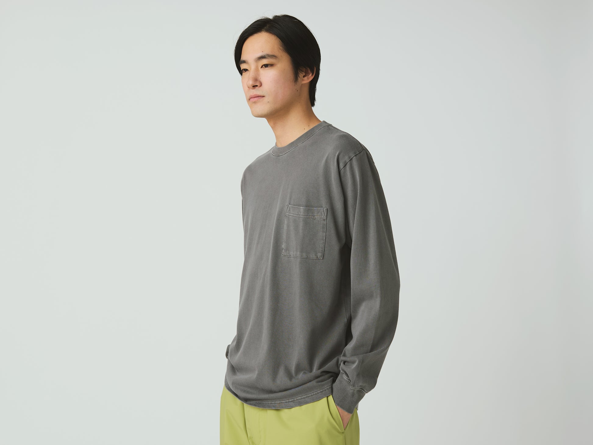 Garment Dyed Long Sleeve T-Shirt Charcoal
