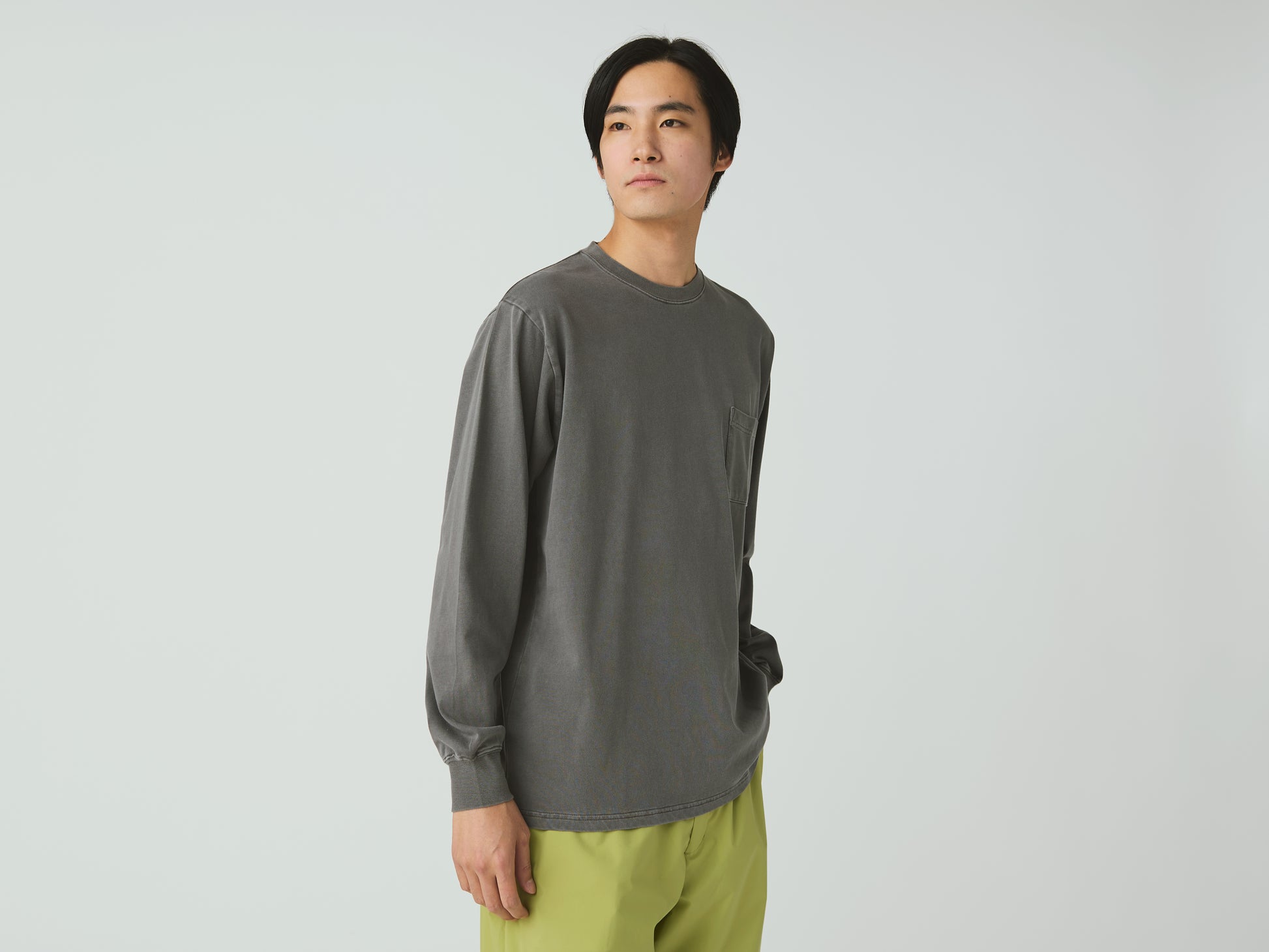 Garment Dyed Long Sleeve T-Shirt Charcoal