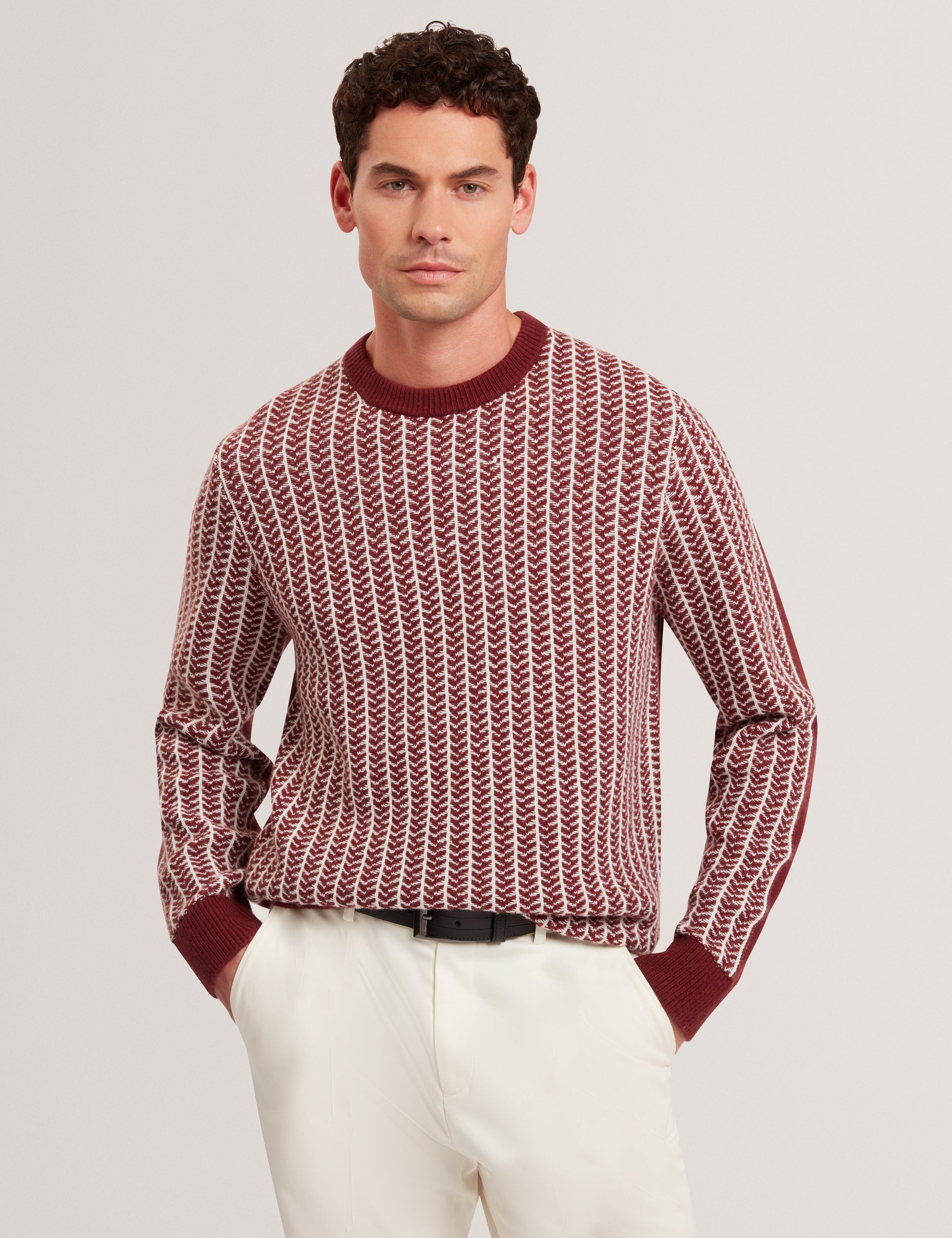 Frankez Textured Crew Neck
