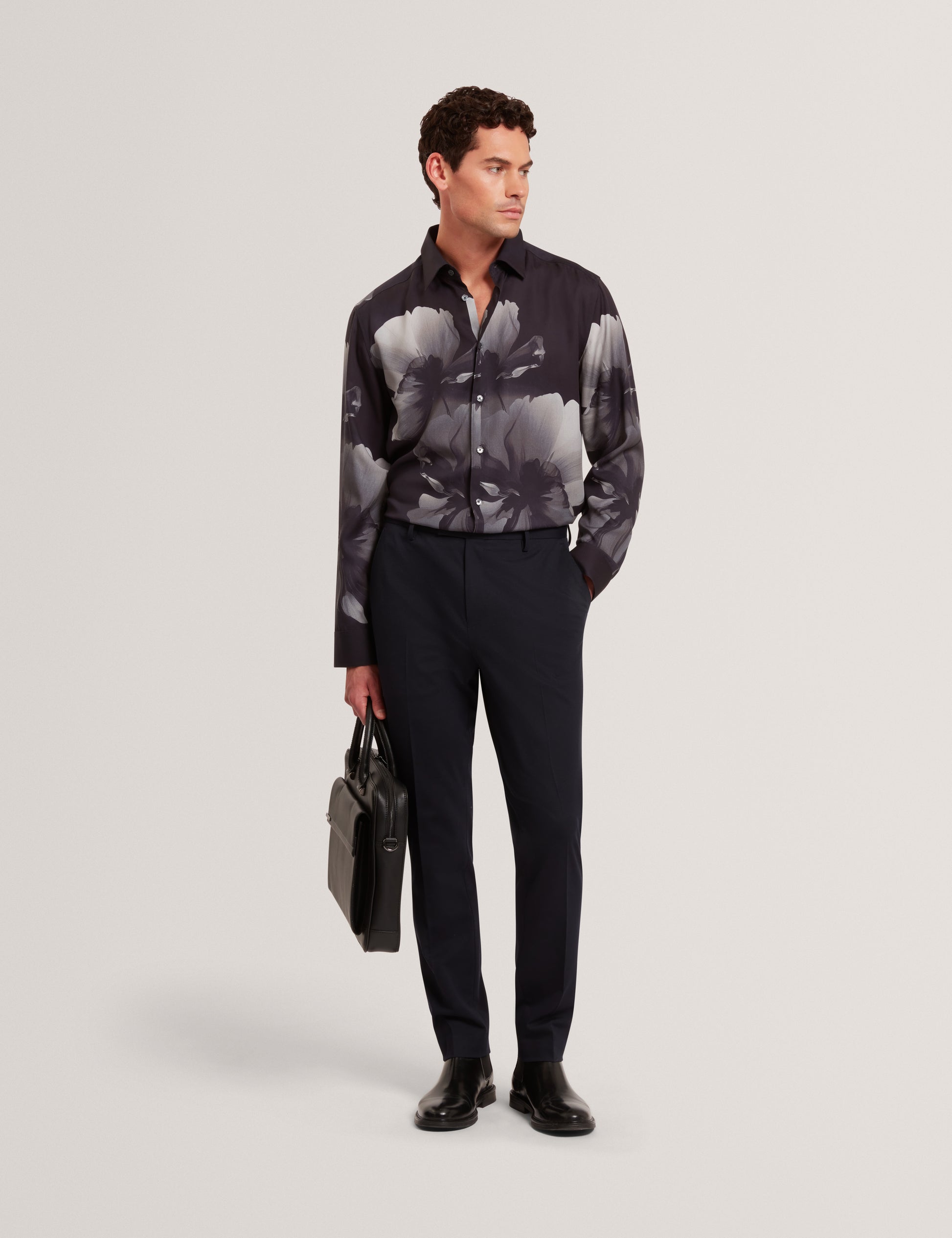 Amund Long Sleeve Floral Placement Shirt