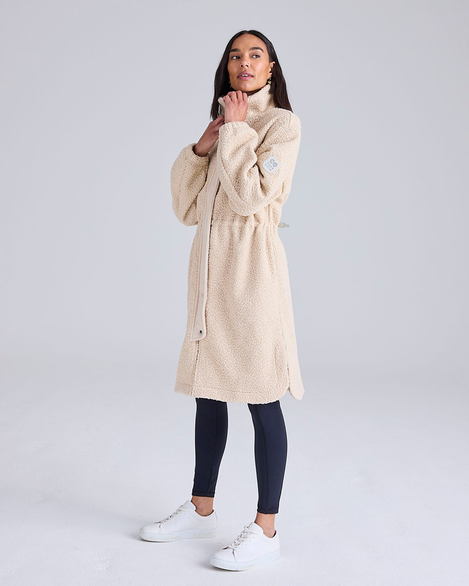 Borg Longline Jacket Natural