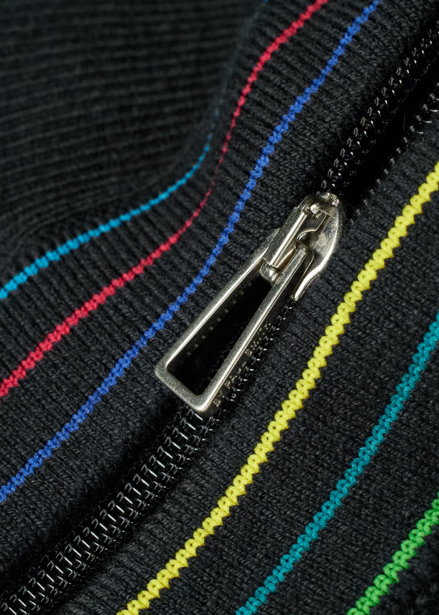 Black Merino Wool 'Sports Stripe' Half Zip