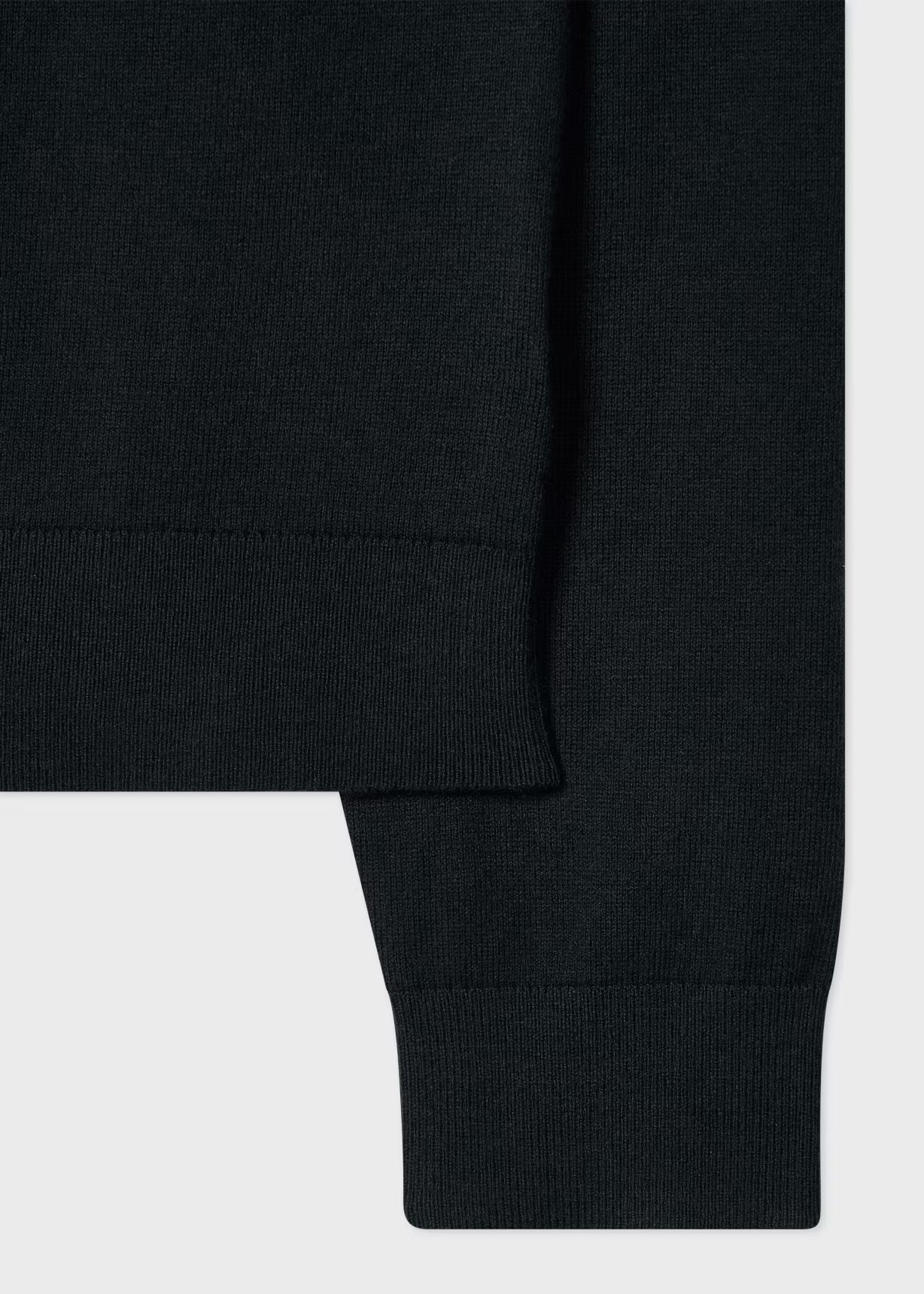Black Merino Wool 'Sports Stripe' Half Zip