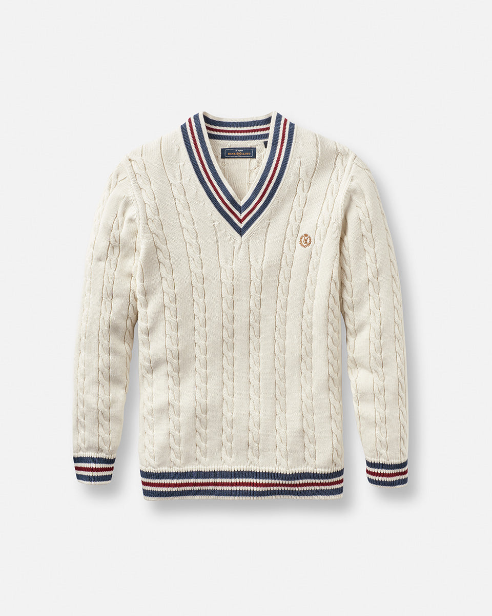 Trafford V-Knit Jumper Ecru
