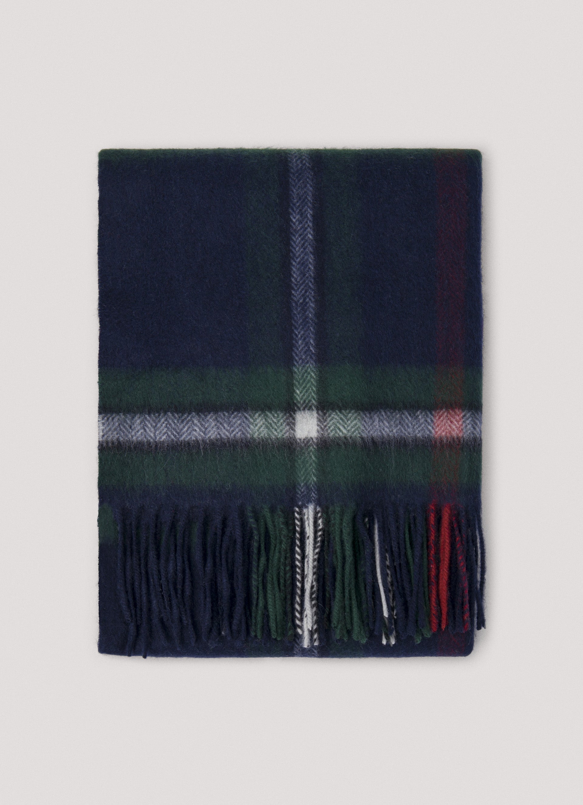 Tartan Cashmere Scarf Navy