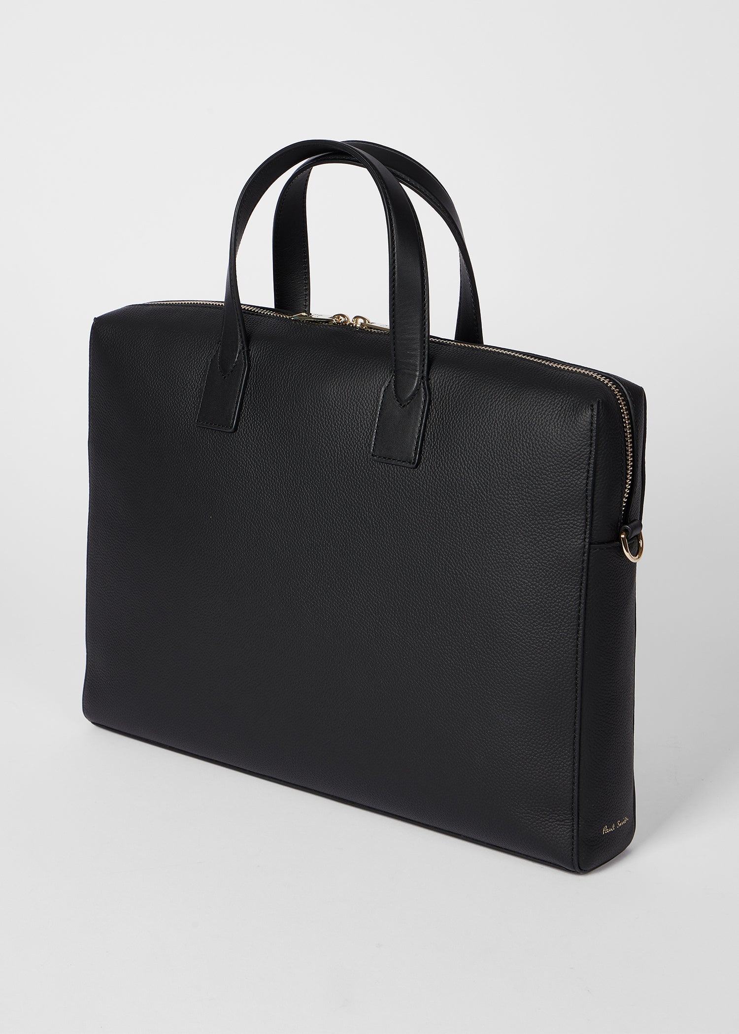 Leather Signature Stripe Folio Bag