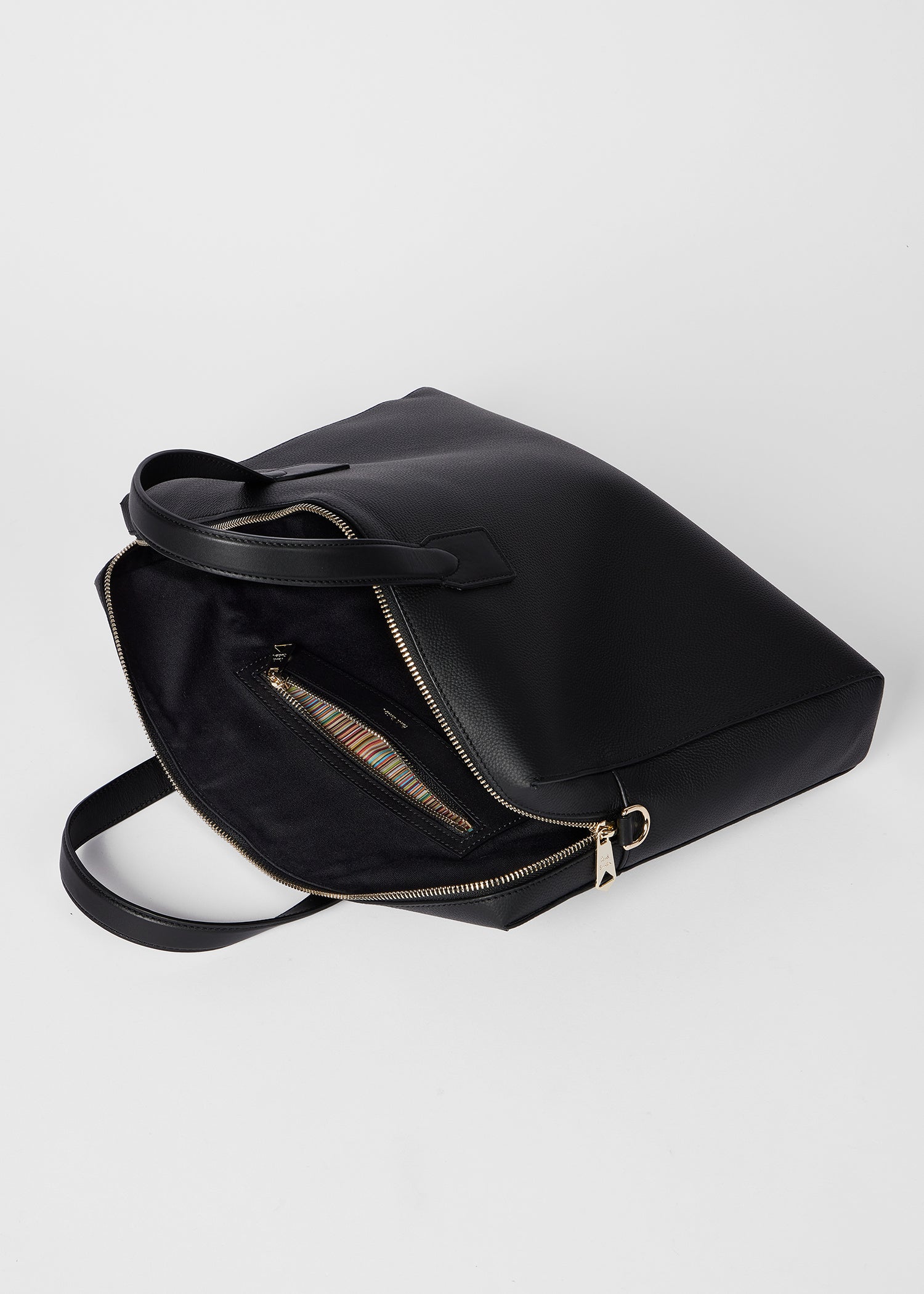 Leather Signature Stripe Folio Bag