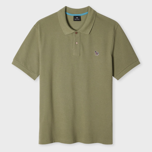 Cotton Pique Zebra Logo Polo Shirt