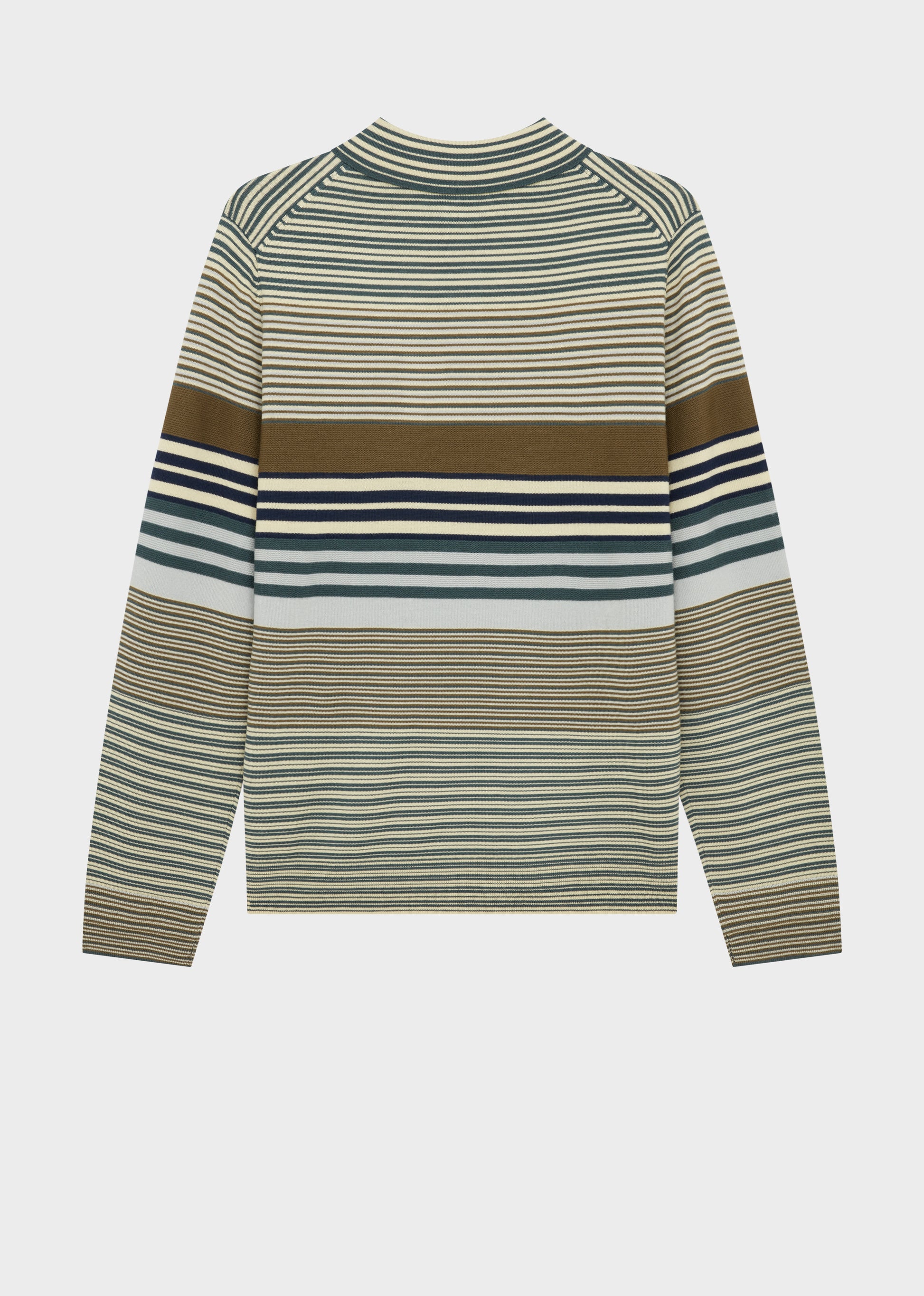 Merino Wool Stripe Long Sleeve Polo Shirt