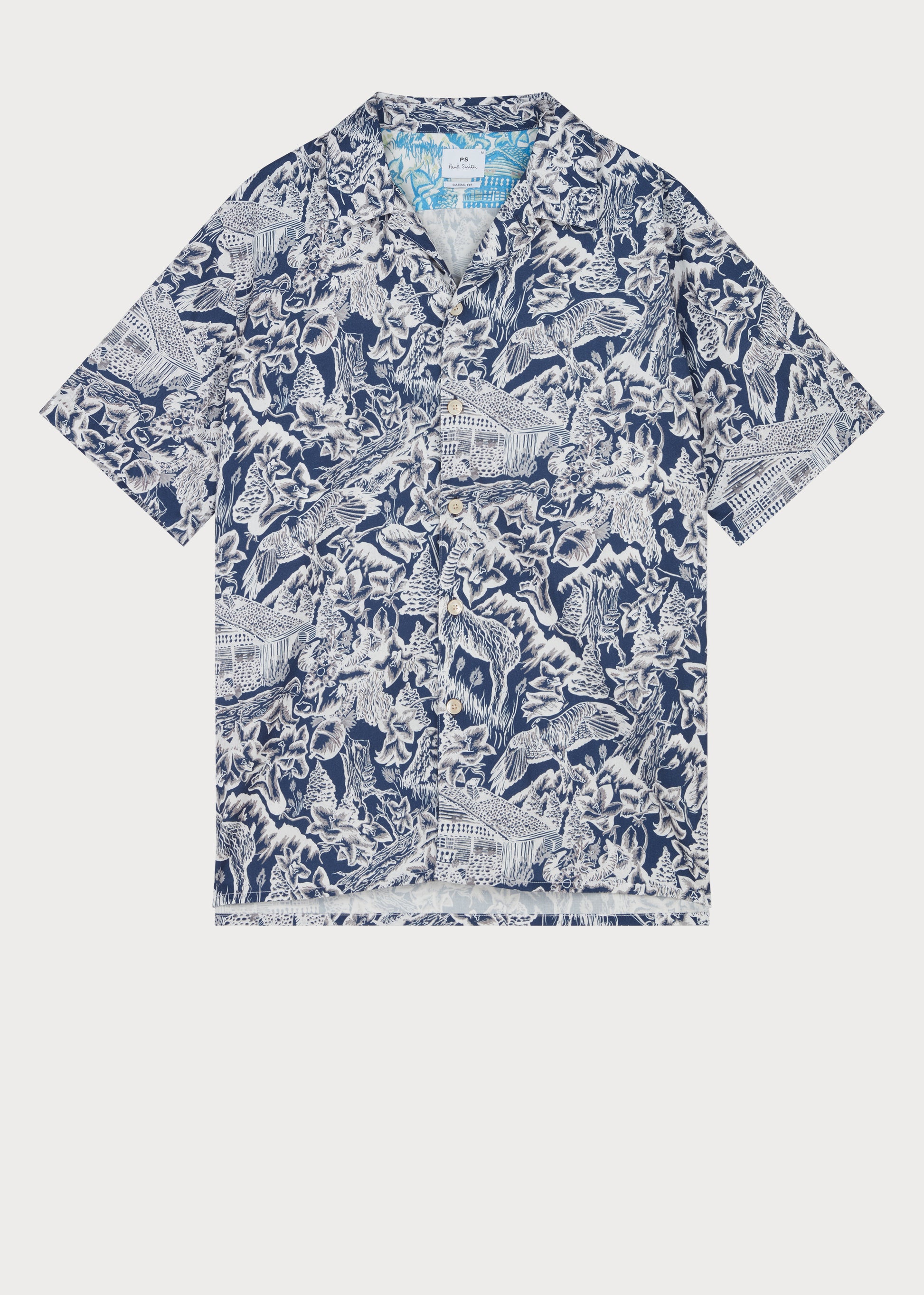 Casual Fit Chalet Print Shirt Dark Navy