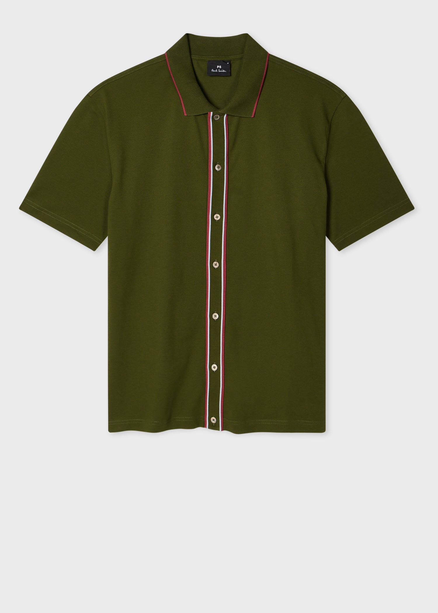 Regular Short Sleeve Button Front Polo Olive