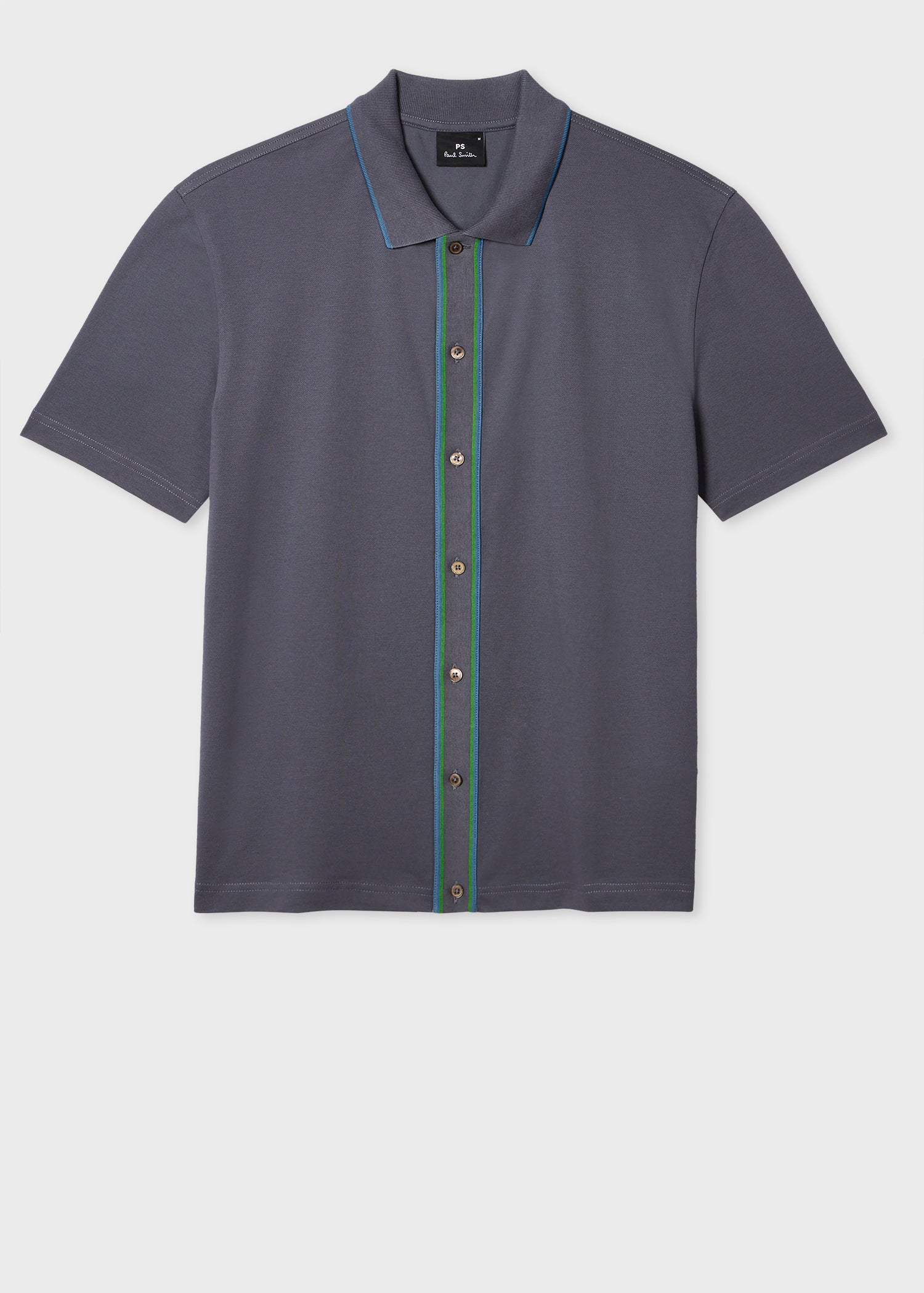 Regular Short Sleeve Button Front Polo Anthracite