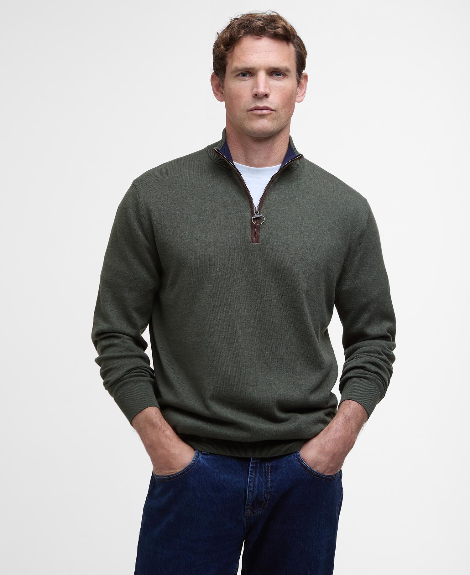 Bayfield Knitted Half Zip Jumper Olive