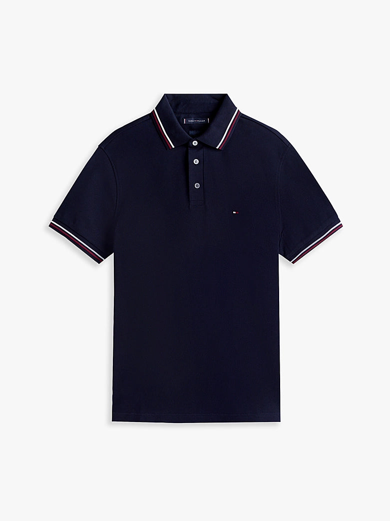 Tipped Slim Fit Polo Shirt Desert Sky
