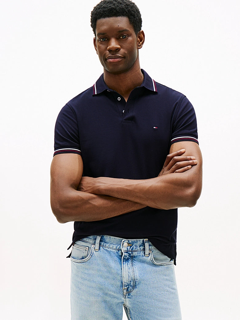 Tipped Slim Fit Polo Shirt Desert Sky