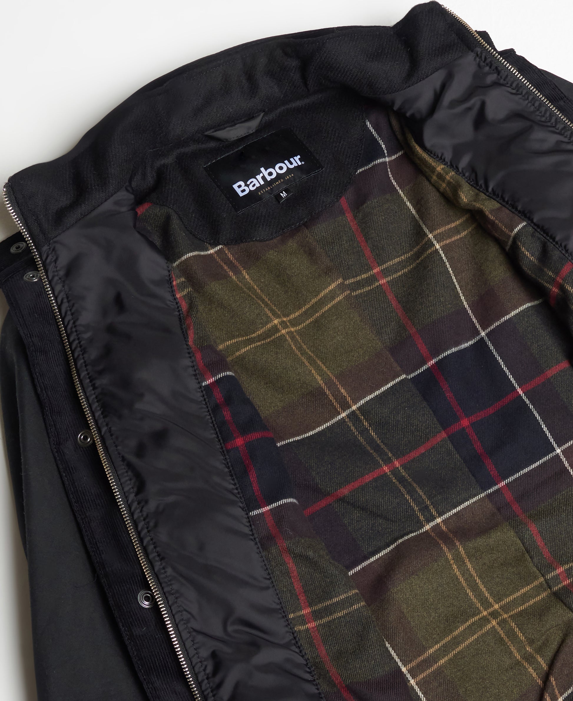 Ogston Wax Jacket Black / Classic Tartan