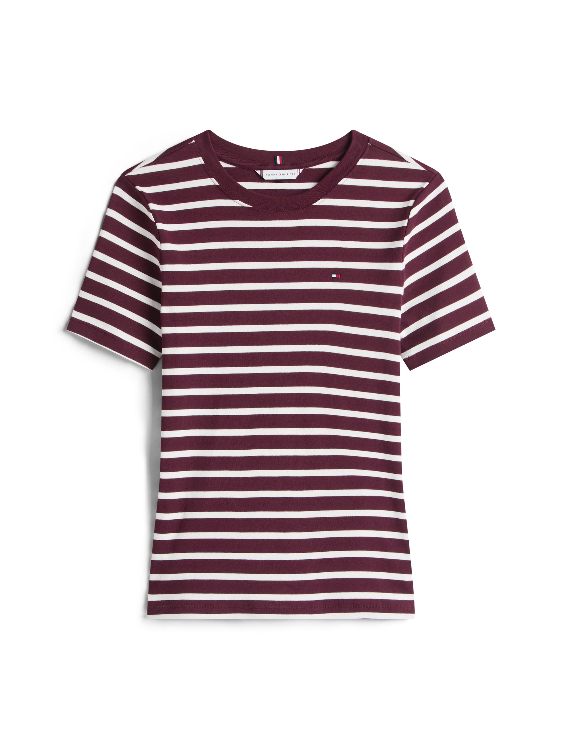 Crew Neck Slim Fit T-Shirt Burgundy / Ecru