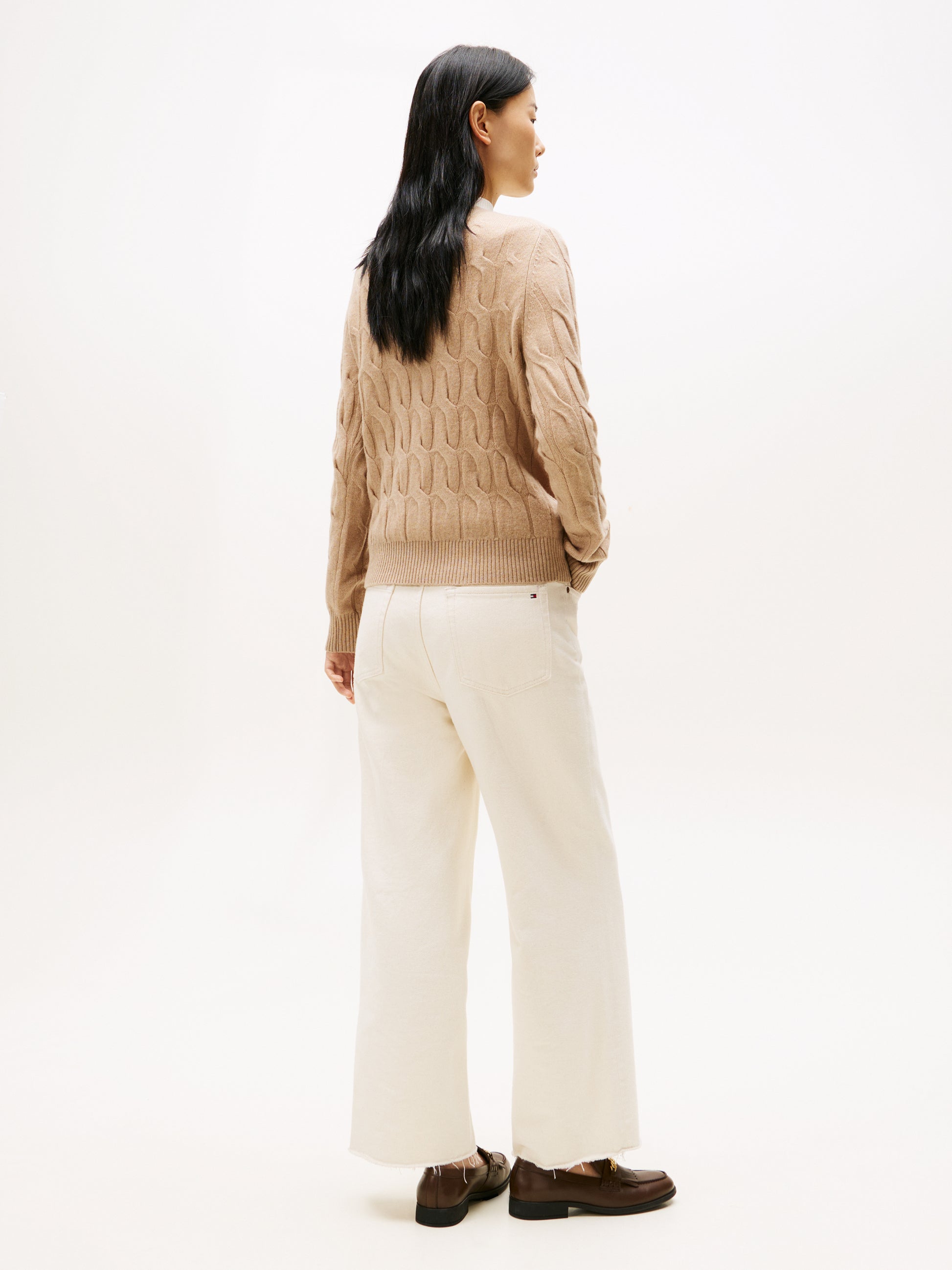 Soft Wool Crew Neck Cardigan Canvas Heather