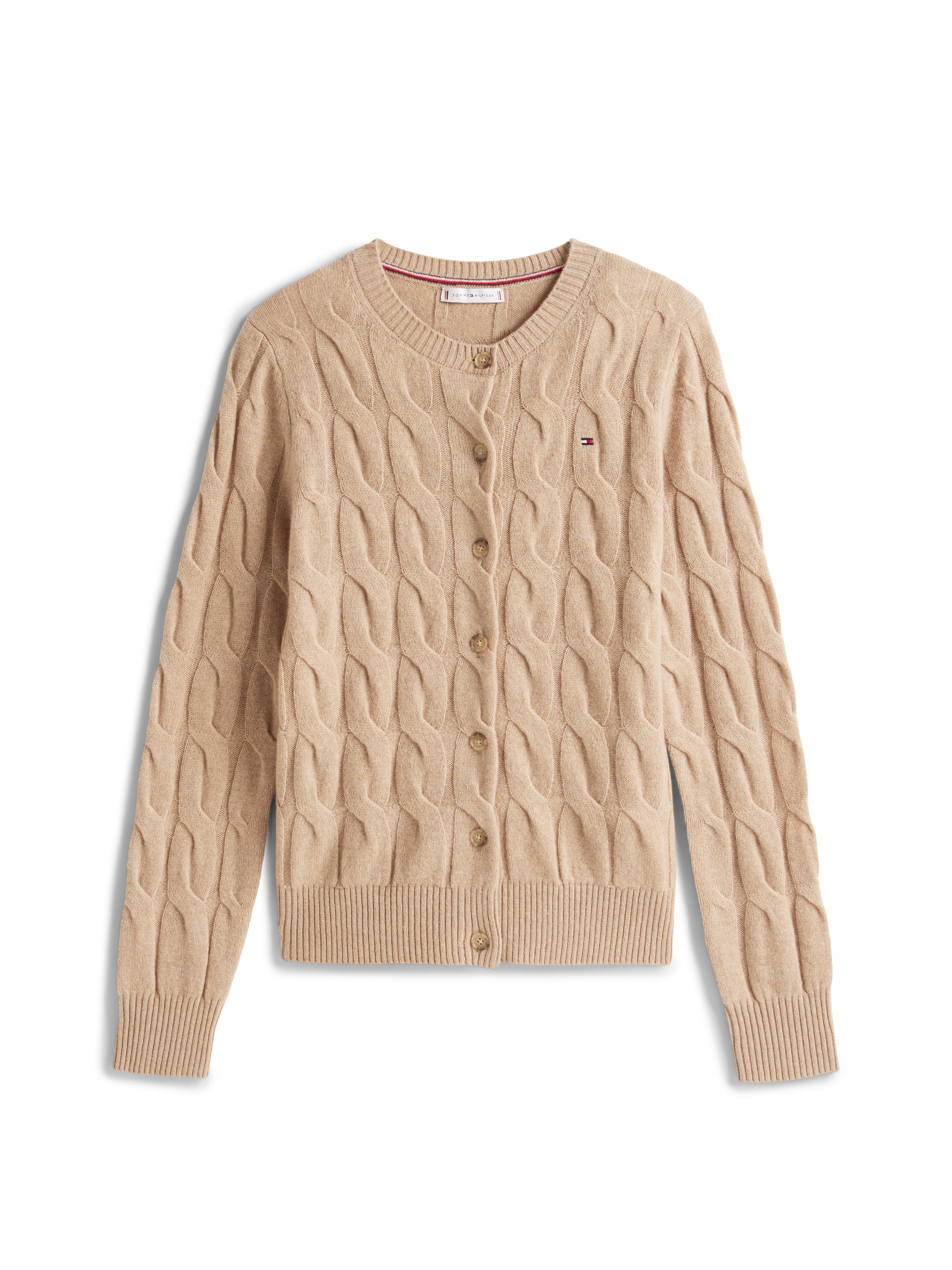 Soft Wool Crew Neck Cardigan Canvas Heather