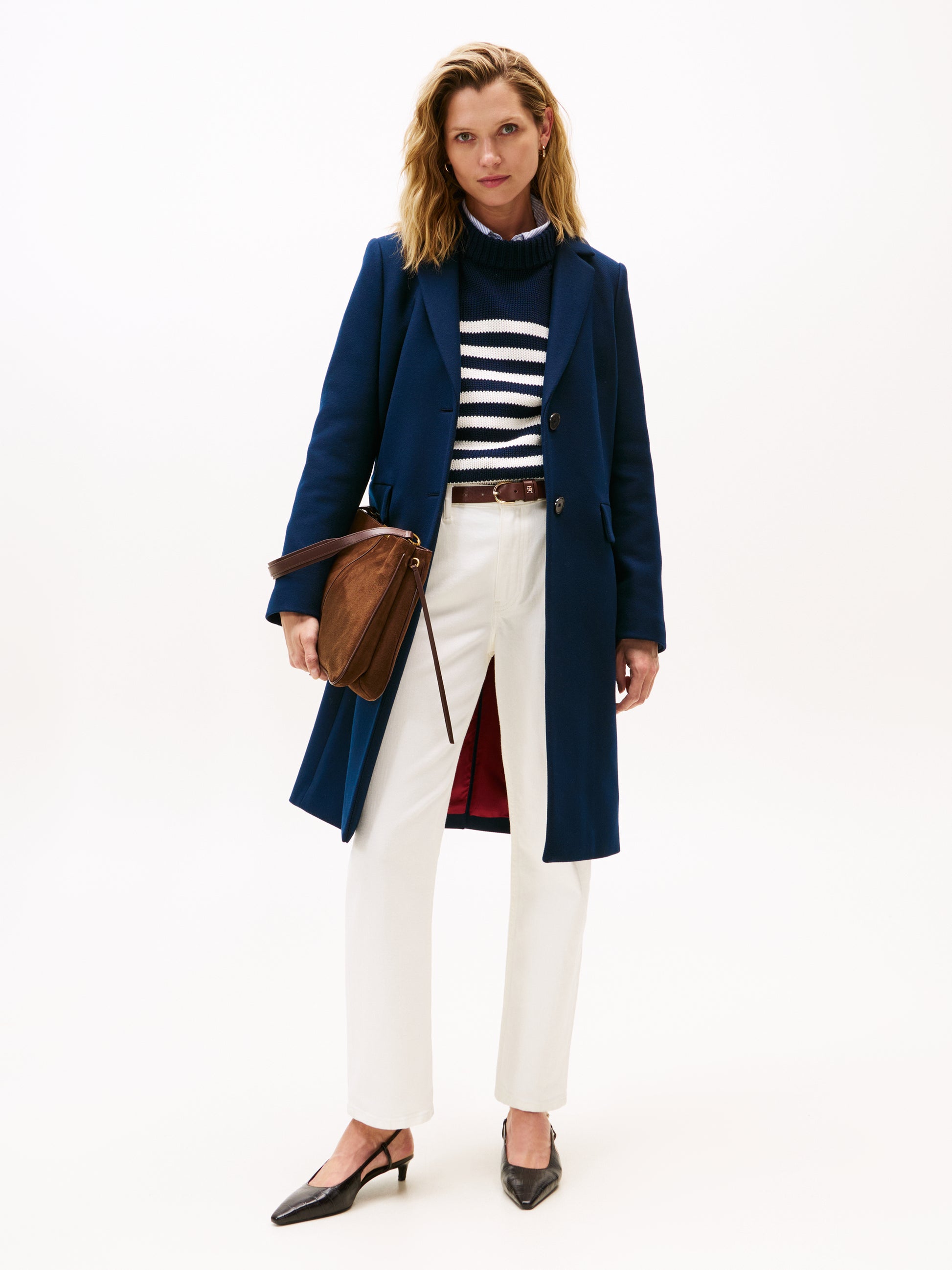 Classic Single Breasted Wool Coat Dark Night Navy