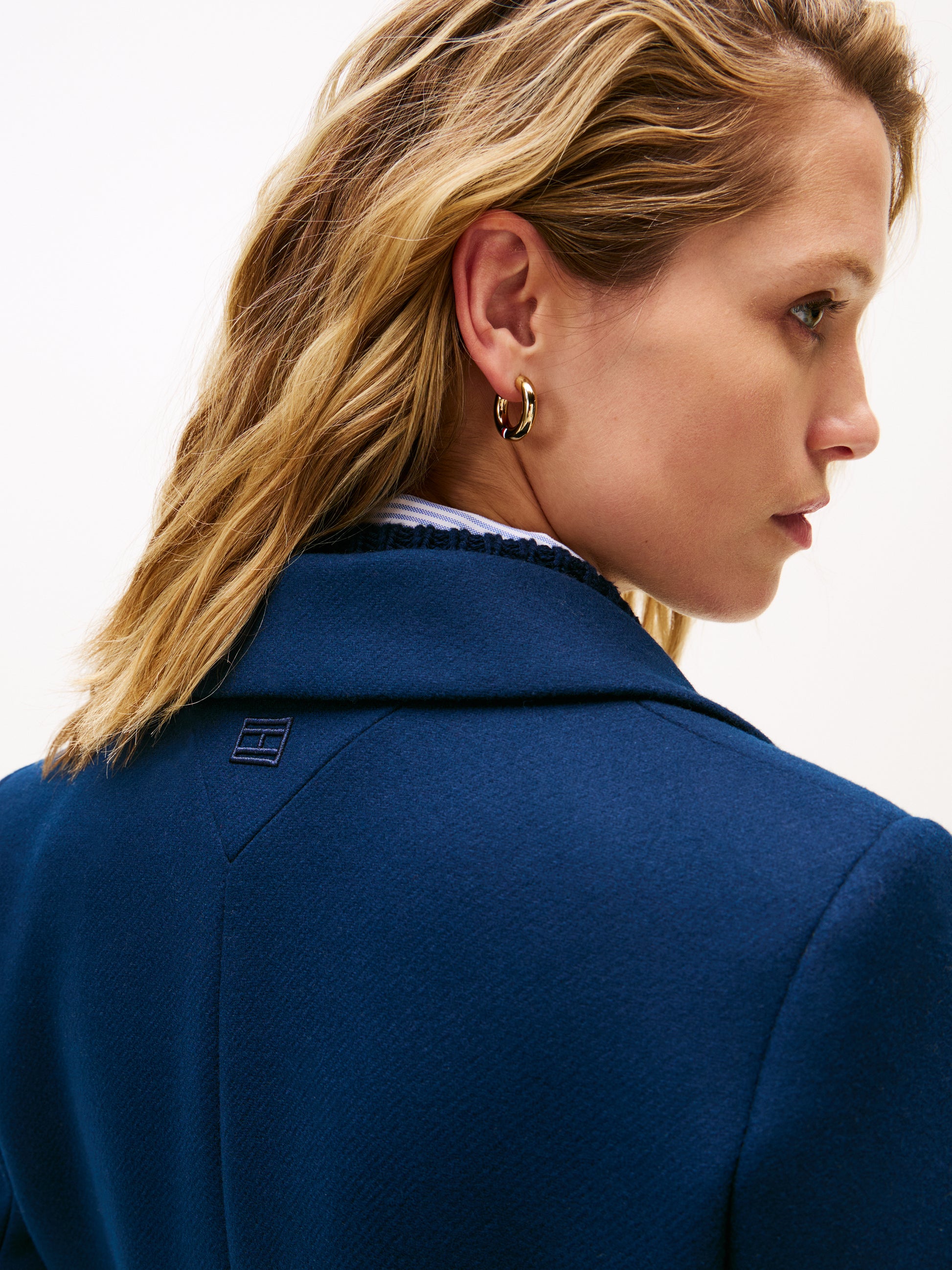 Classic Single Breasted Wool Coat Dark Night Navy