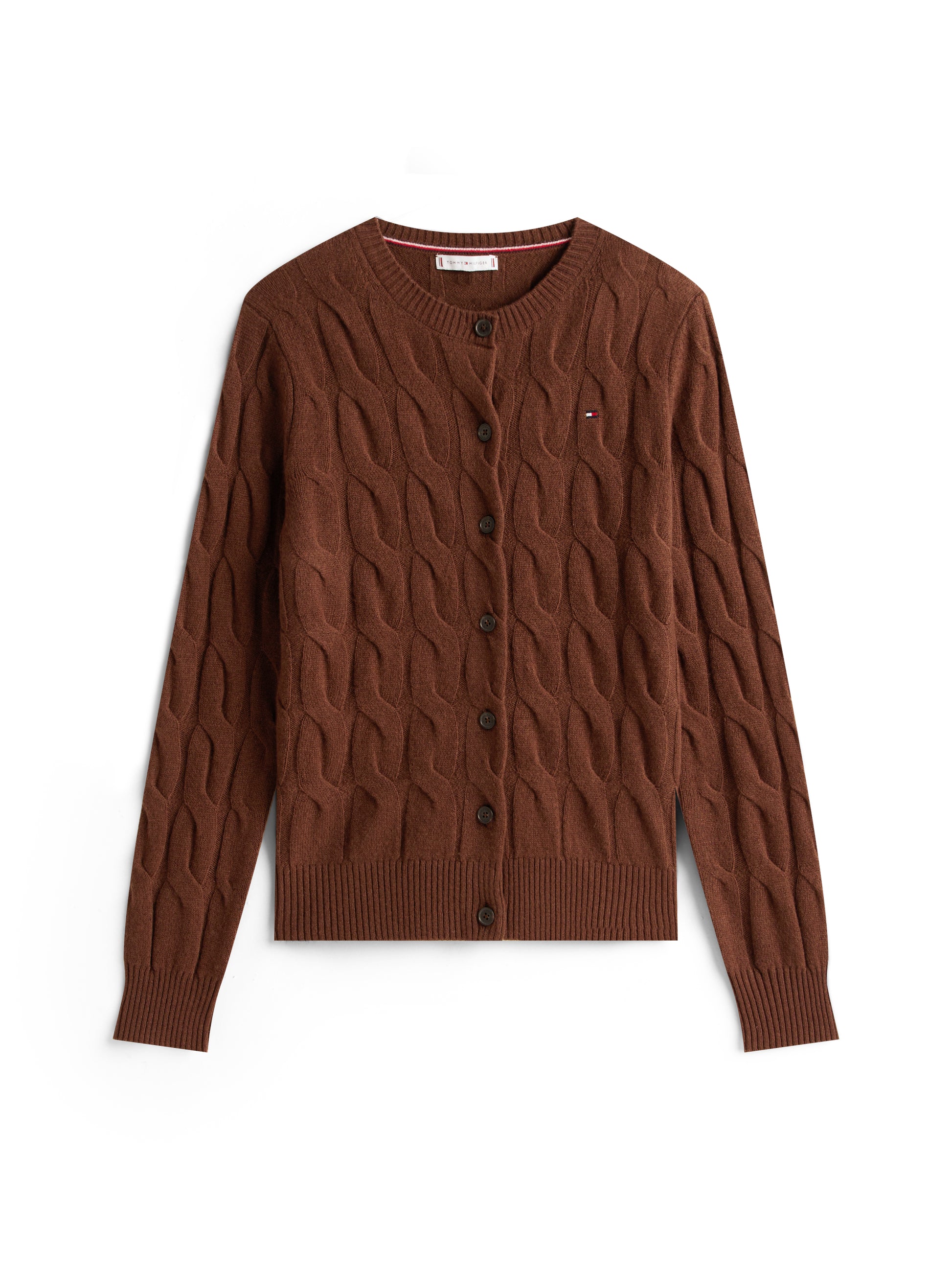 Soft Wool Crew Neck Cardigan Legacy Brown