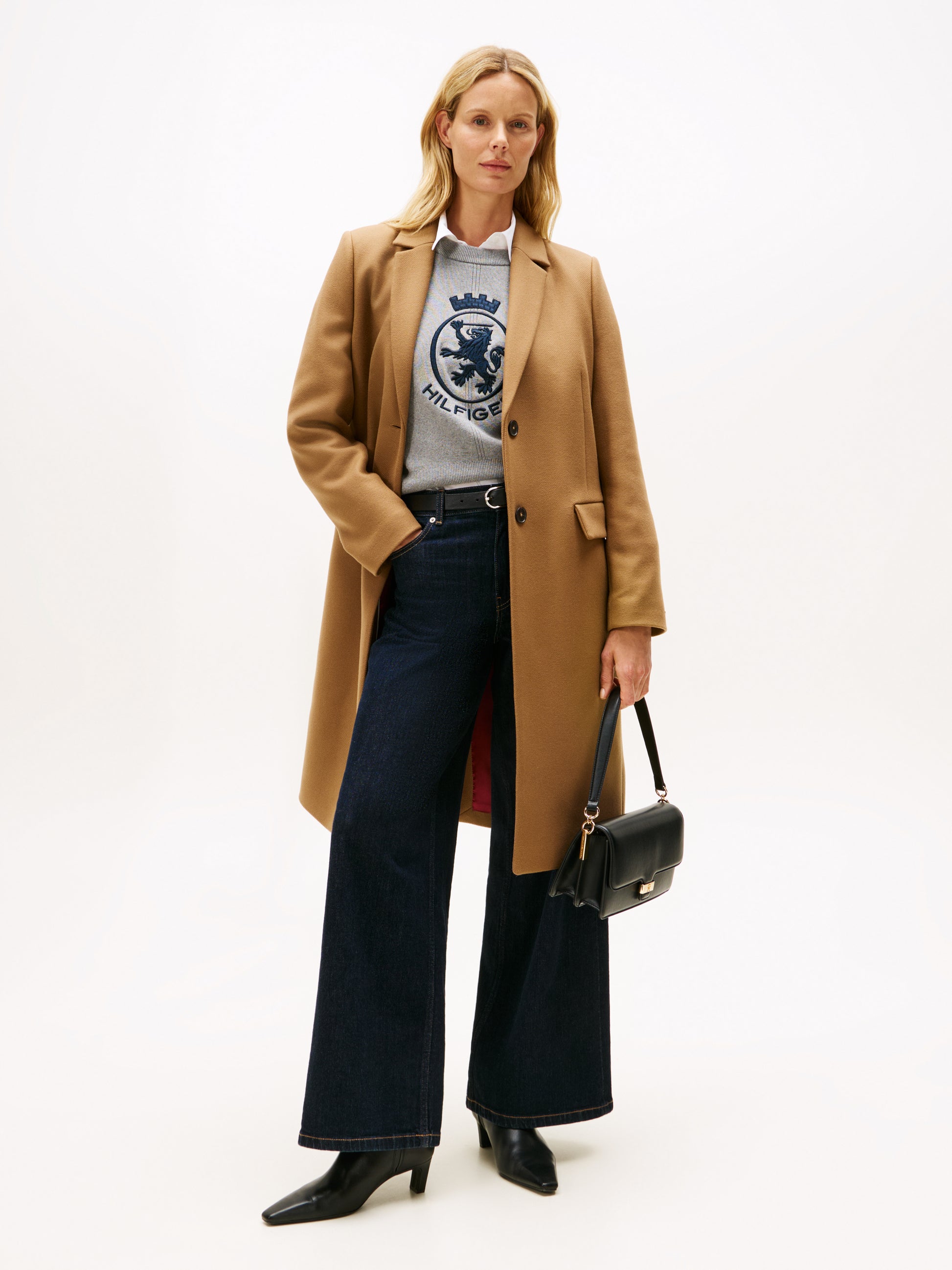 Classic Single Breasted Wool Coat Light Beige