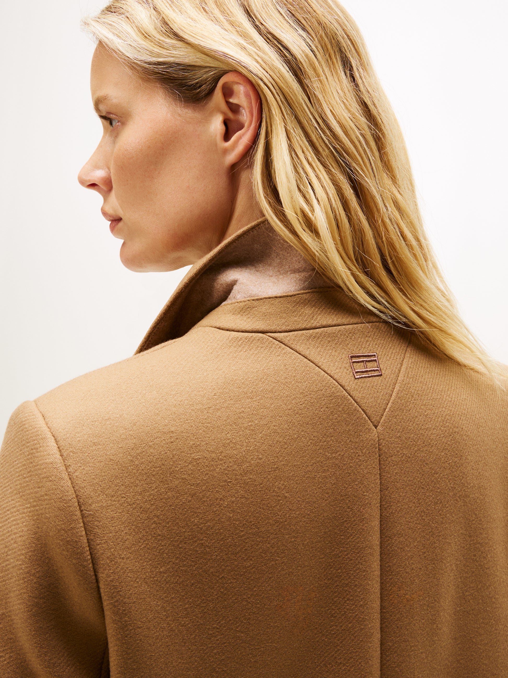Classic Single Breasted Wool Coat Light Beige
