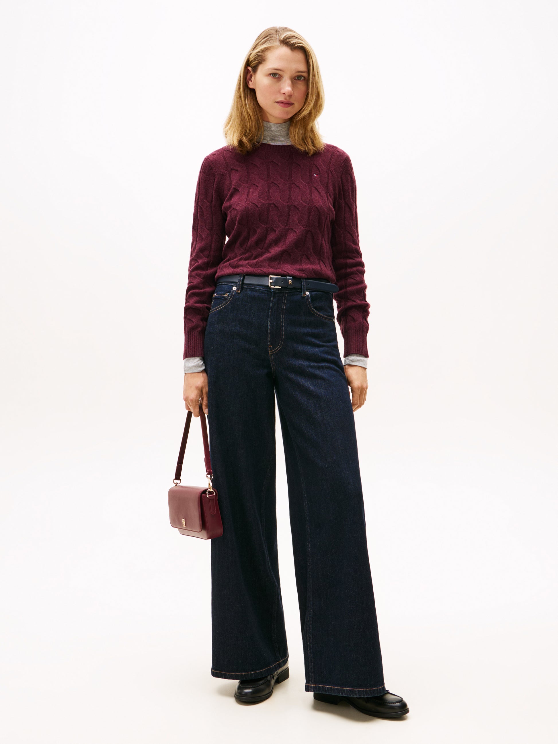 Soft Wool Crew Neck Sweatshirt Deep Burgundy
