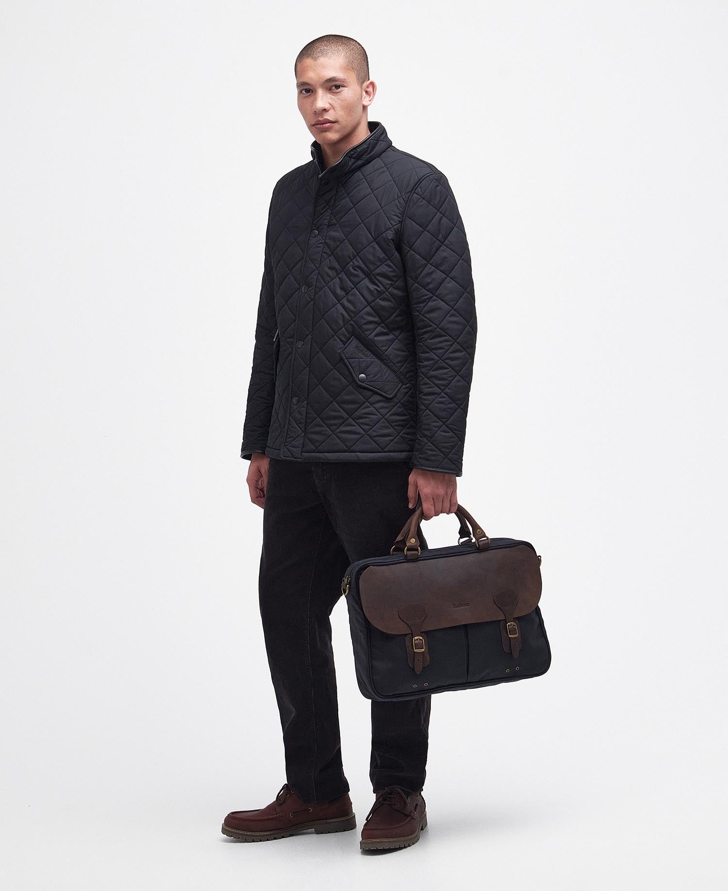 Wax Leather Briefcase - Navy