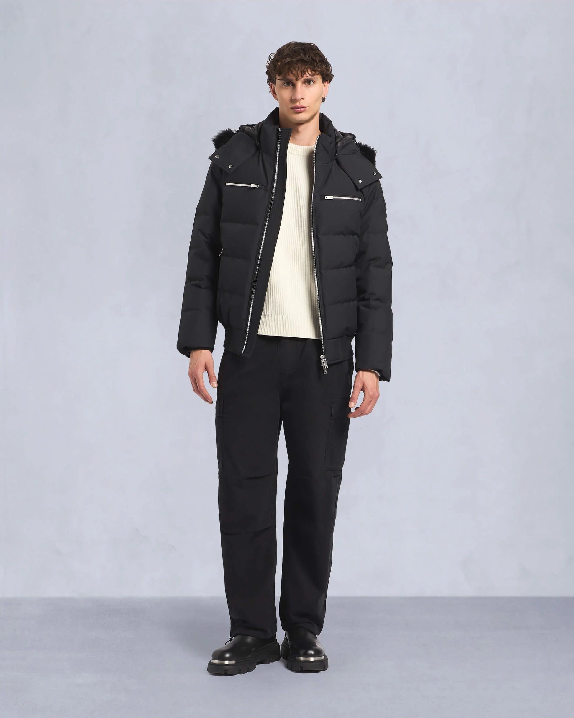 Cloud Shearling Bomber Jacket Black / Black
