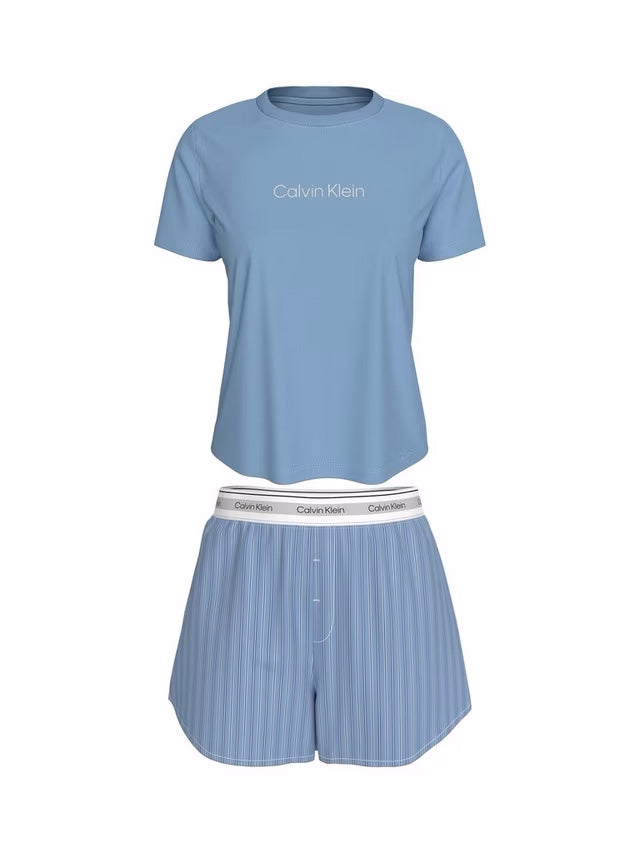 Cotton Poplin Short Sleeve Tee Short Set