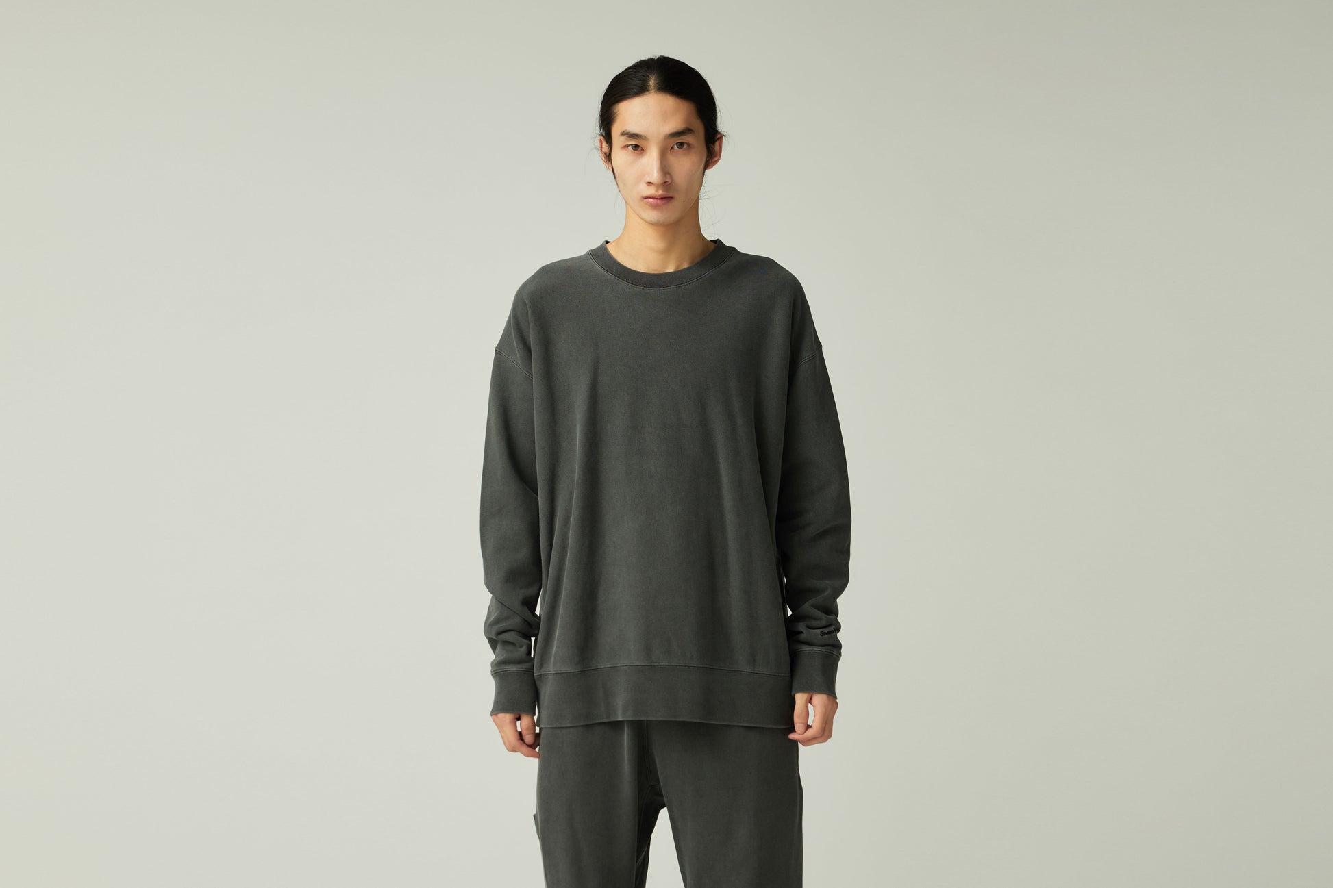 Garment Dyed Pullover Crew Neck Charcoal