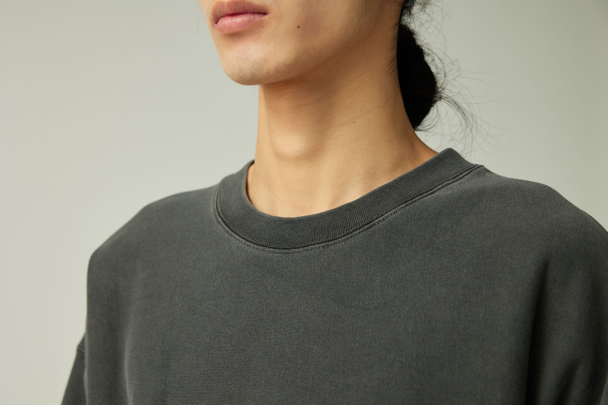 Garment Dyed Pullover Crew Neck Charcoal