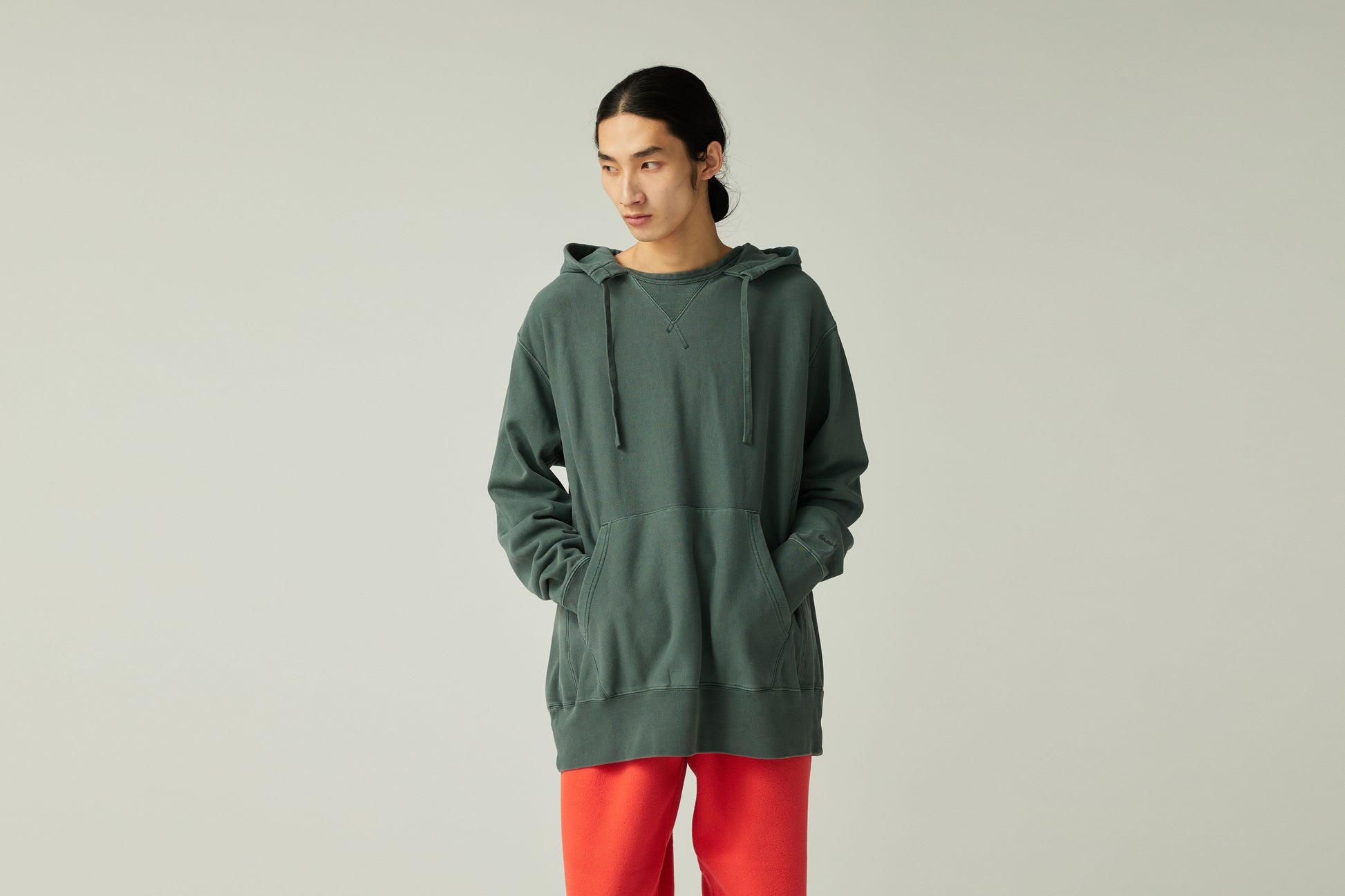 Garment Dyed Hoodie Dark Green