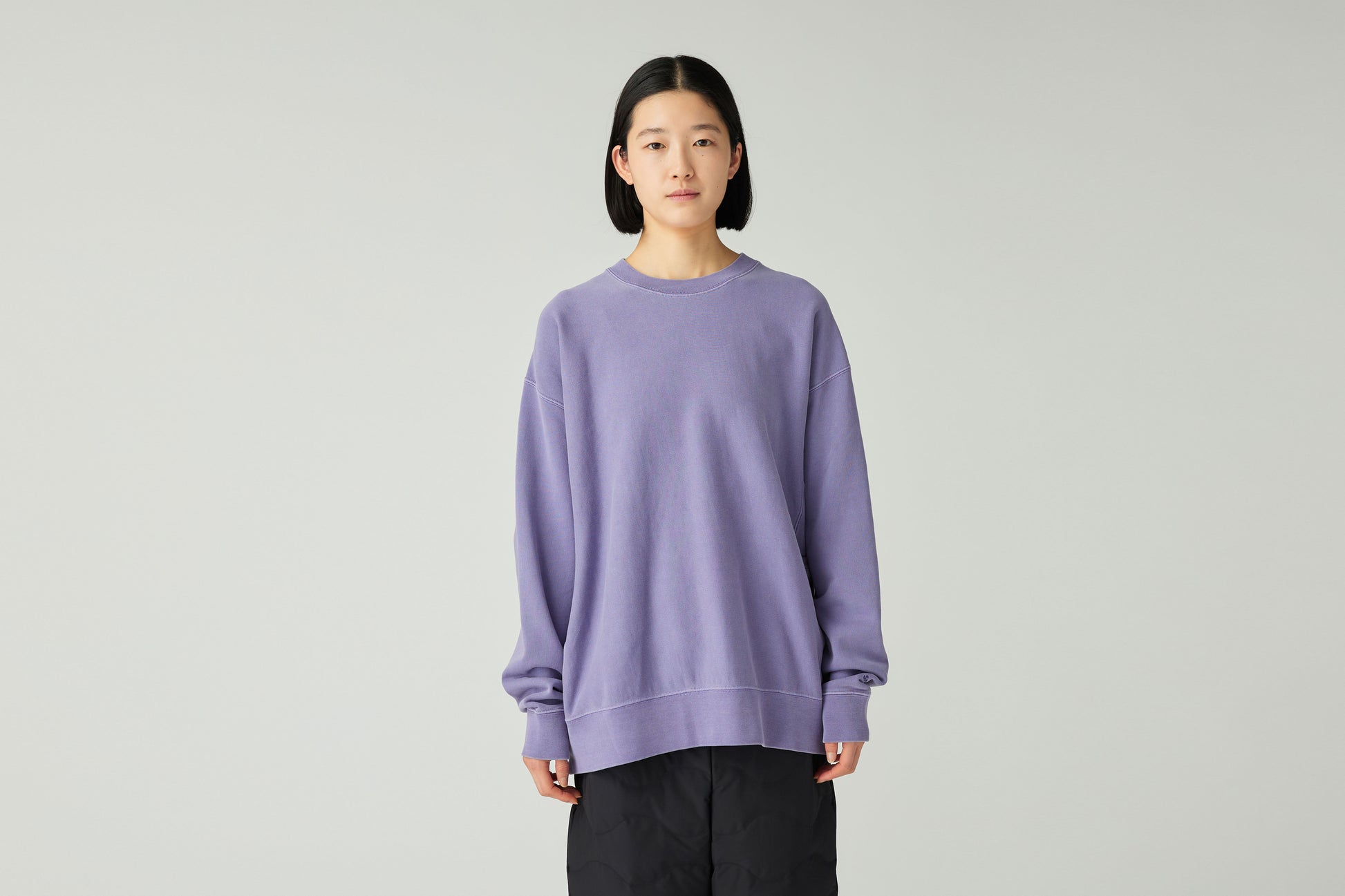 Garment Dyed Pullover Crew Neck Purple