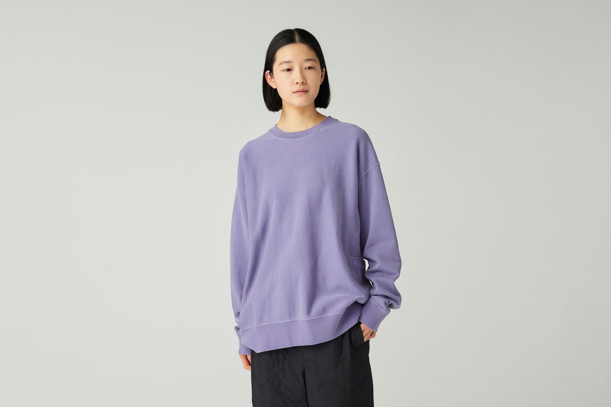 Garment Dyed Pullover Crew Neck Purple