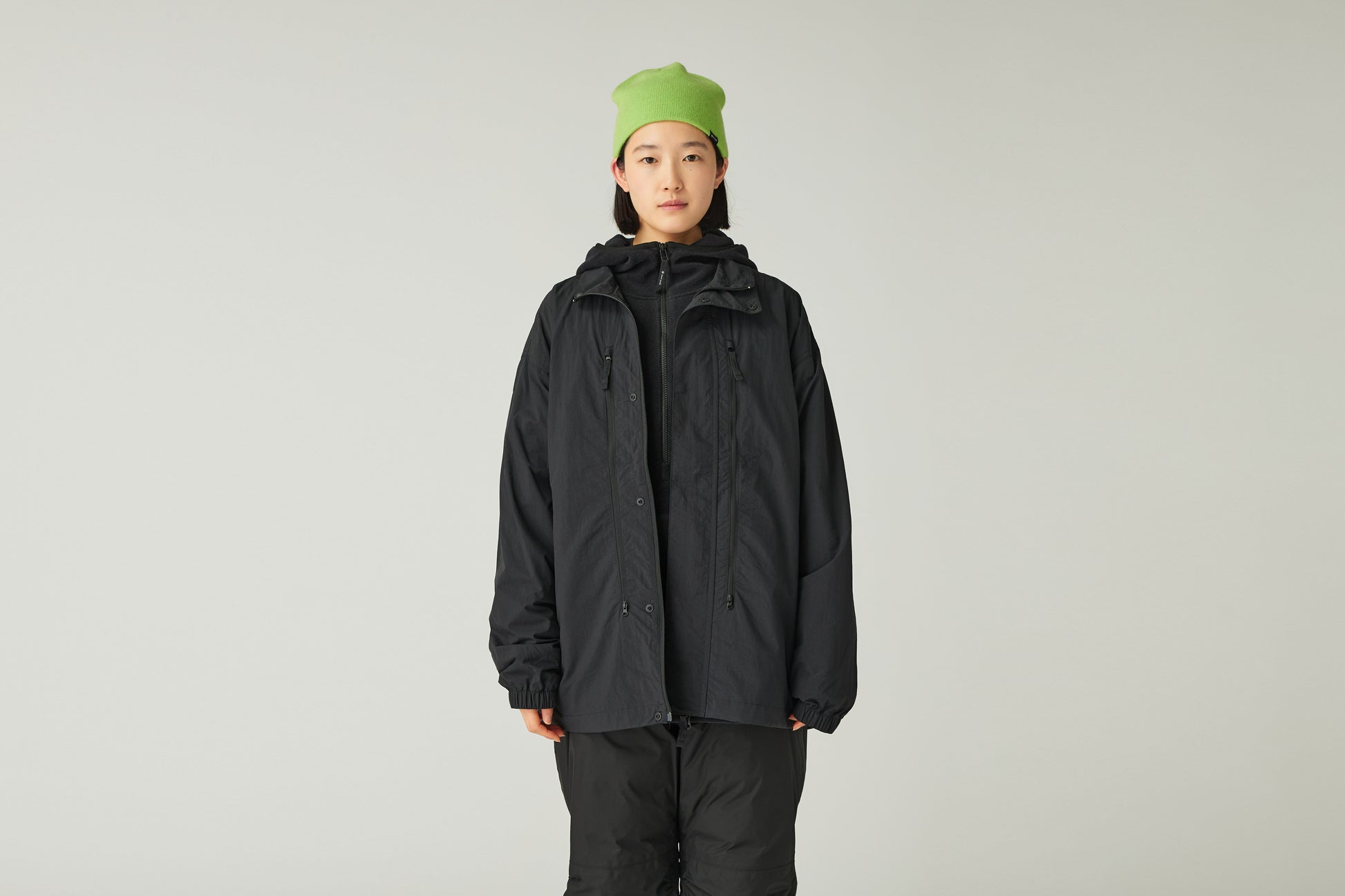 Nylon Tussah Utility Storage Jacket Black