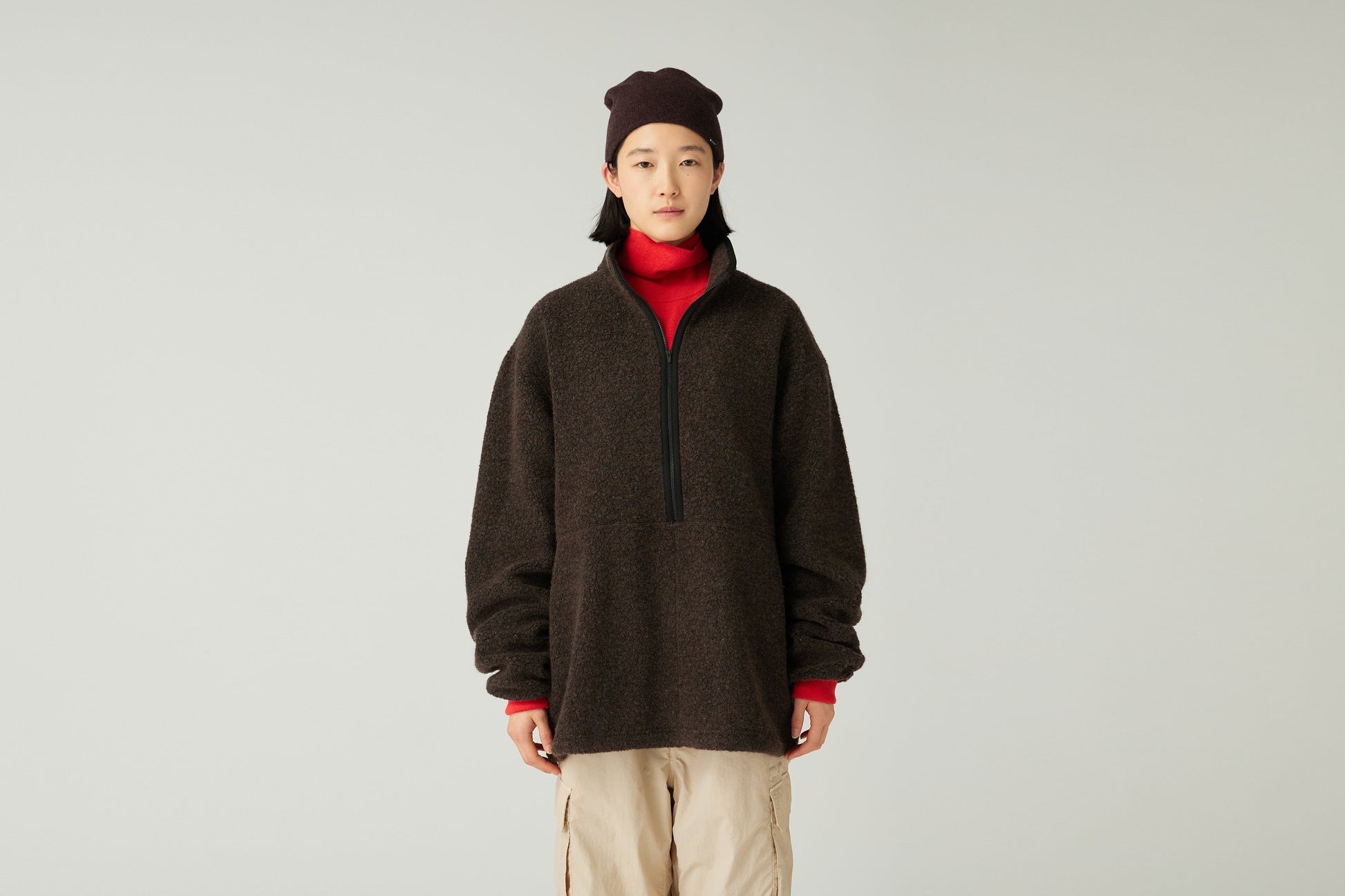 Recycled Wool Boa Pullover Dark Brown