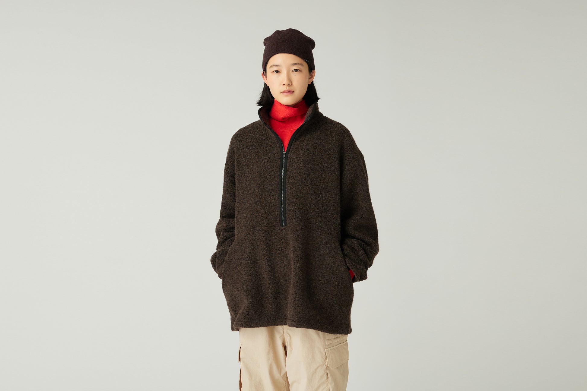 Recycled Wool Boa Pullover Dark Brown