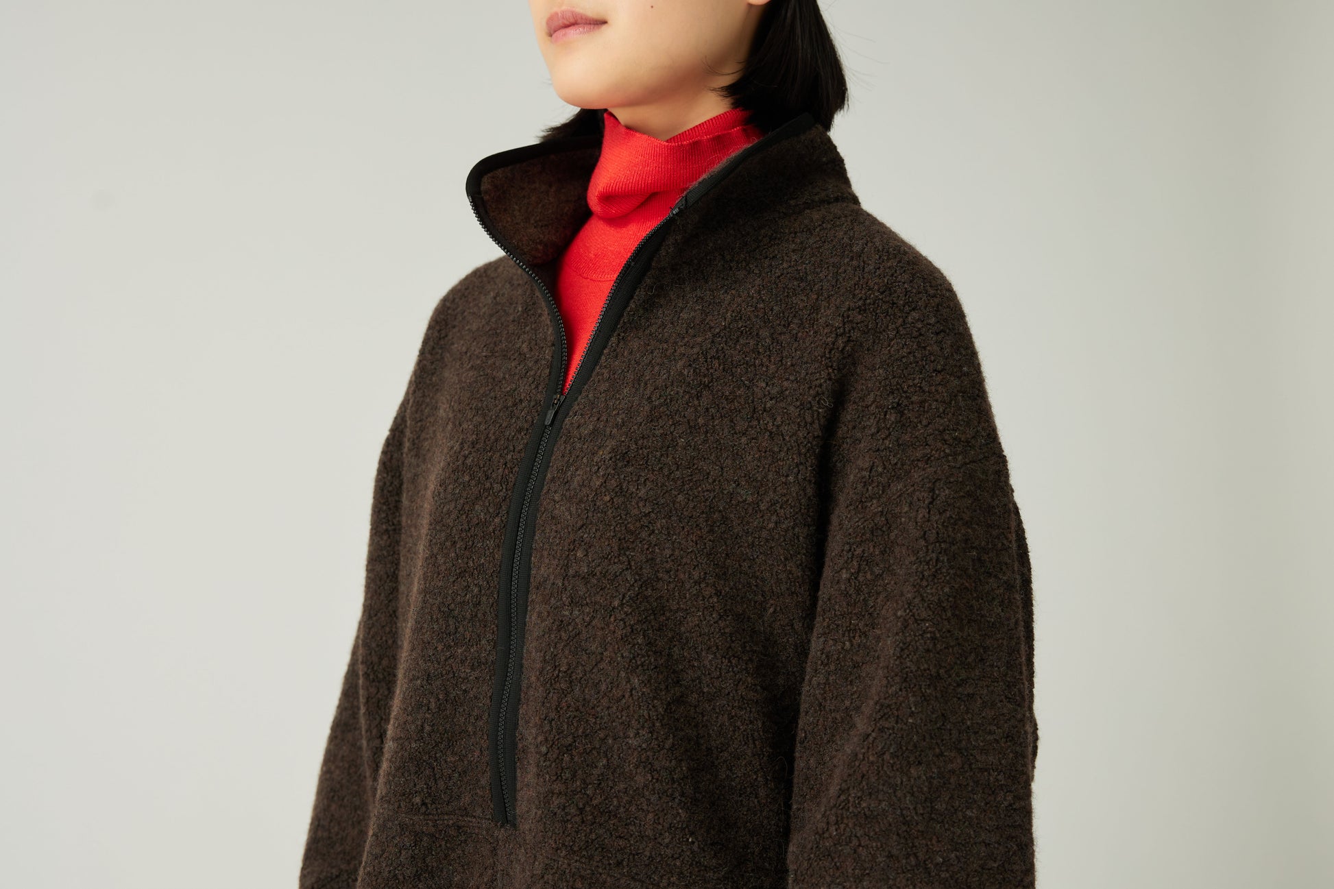 Recycled Wool Boa Pullover Dark Brown