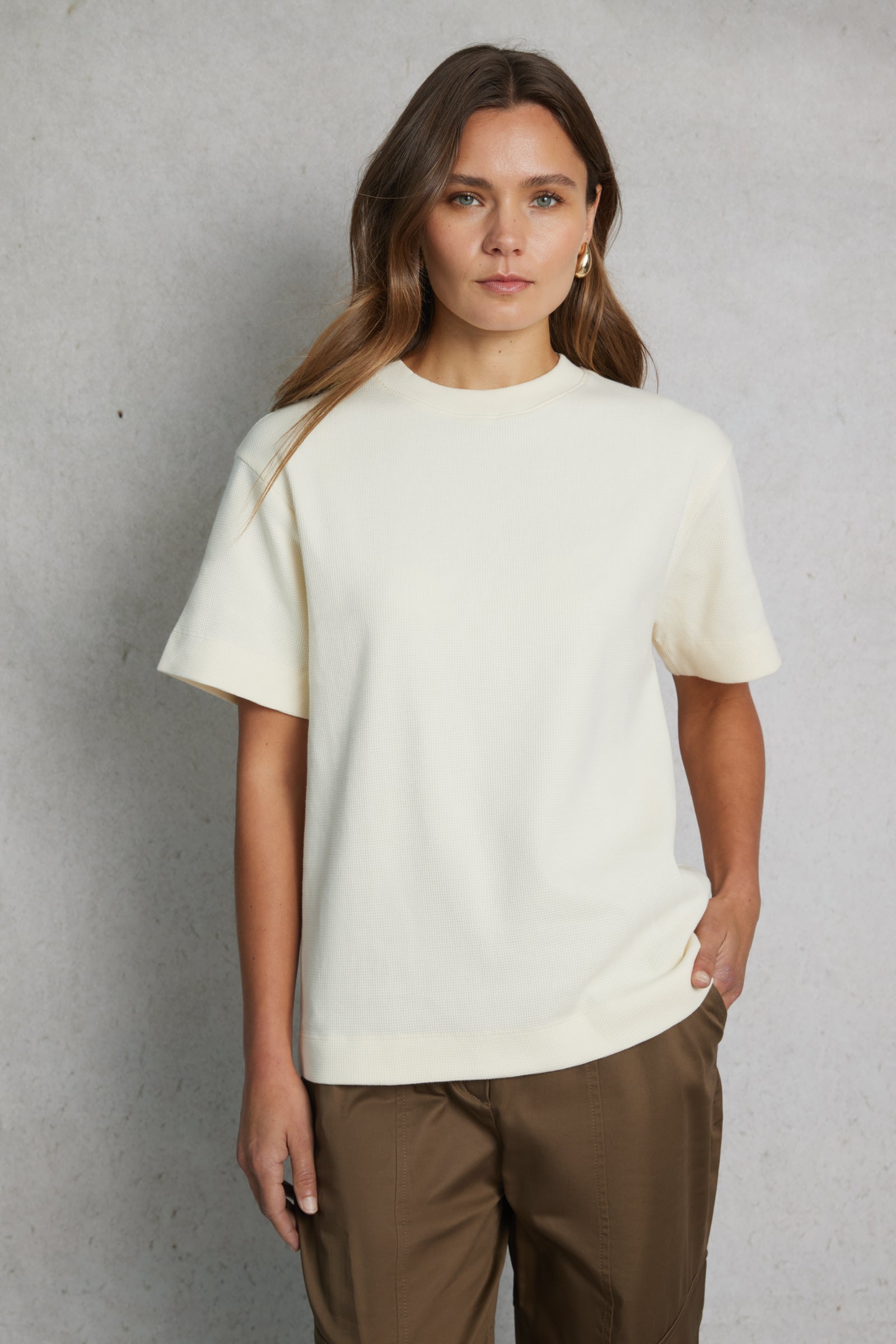 Waffle Boxy Tee 01 Off White